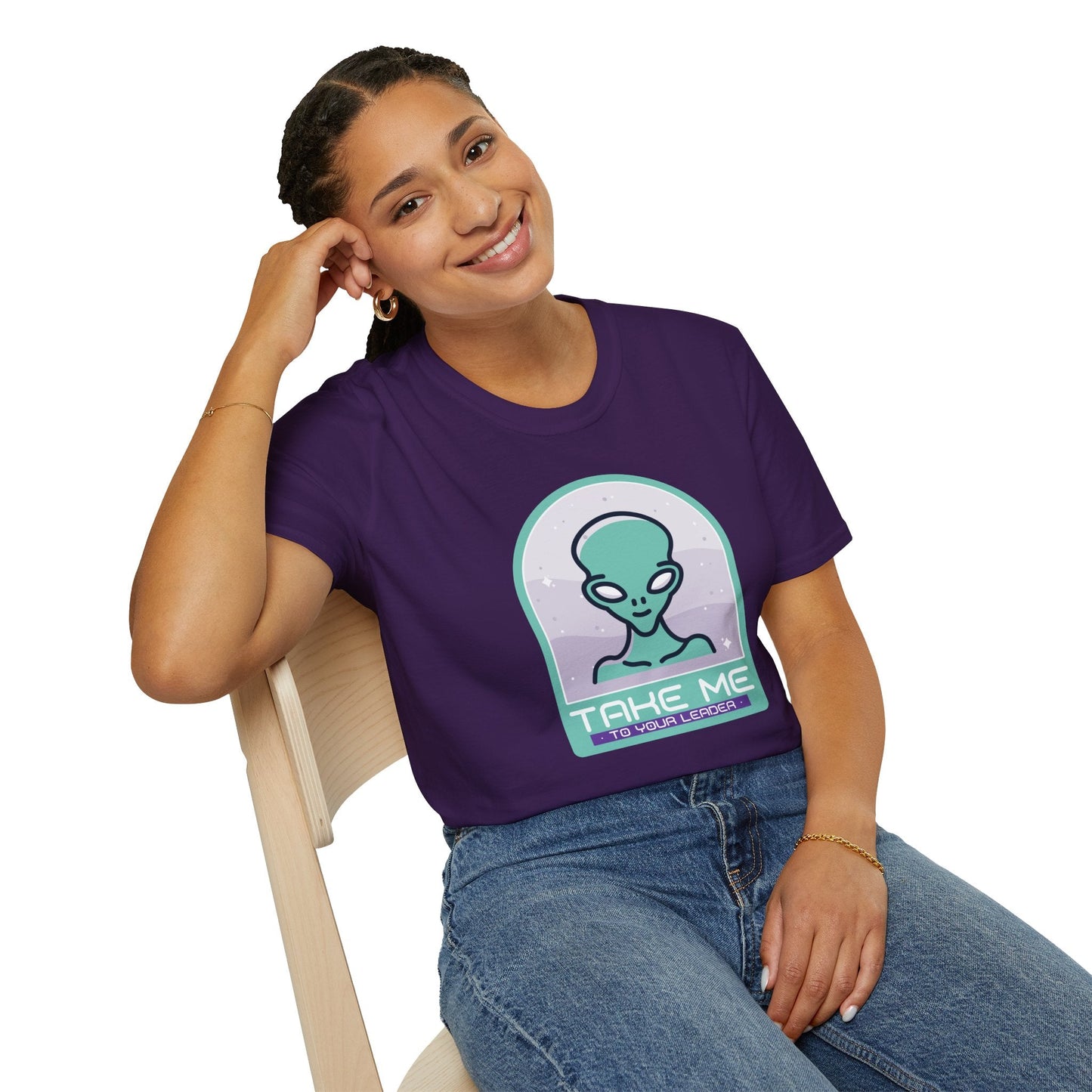 Alien Graphic TShirt  Take Me to Your Leader Retro Space Tee