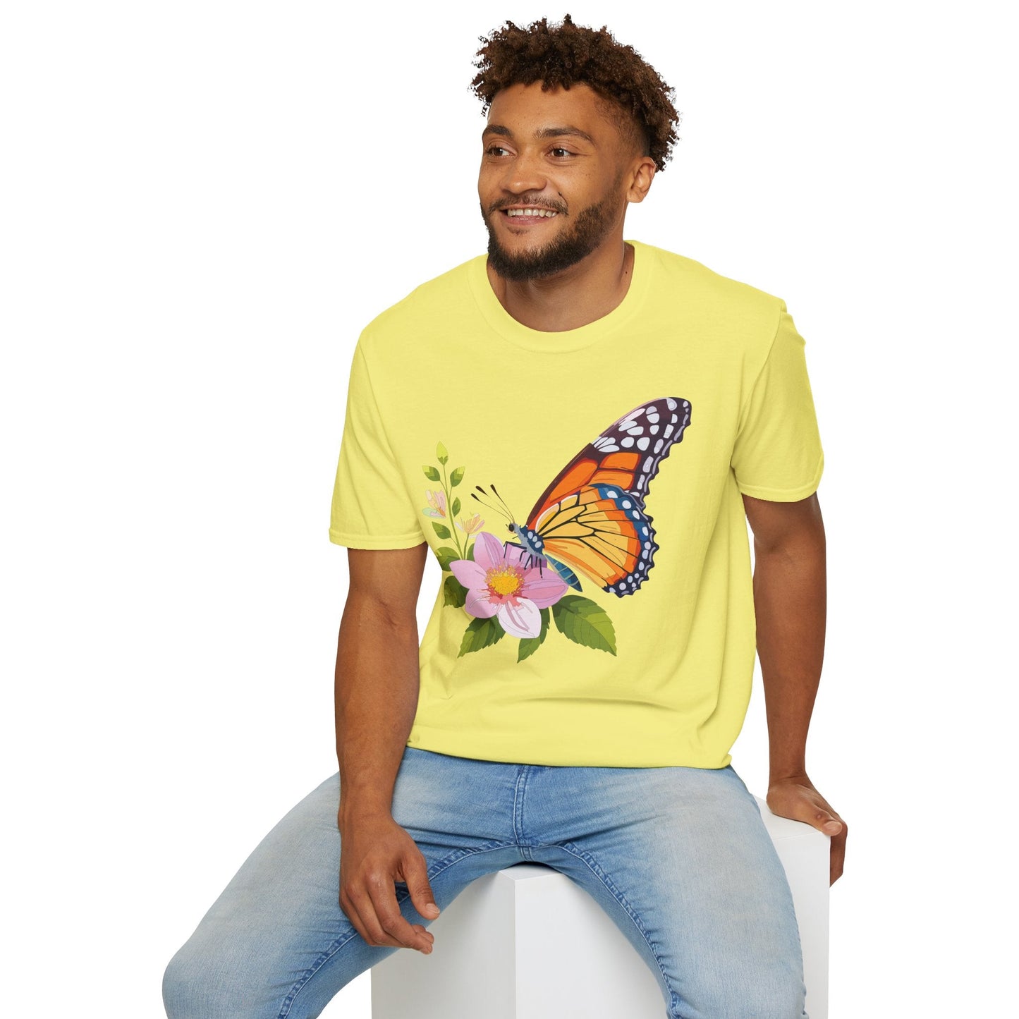 Butterfly T Shirt for Women and Men Monarch Print Softstyle Unisex Gildan 64000 Tee