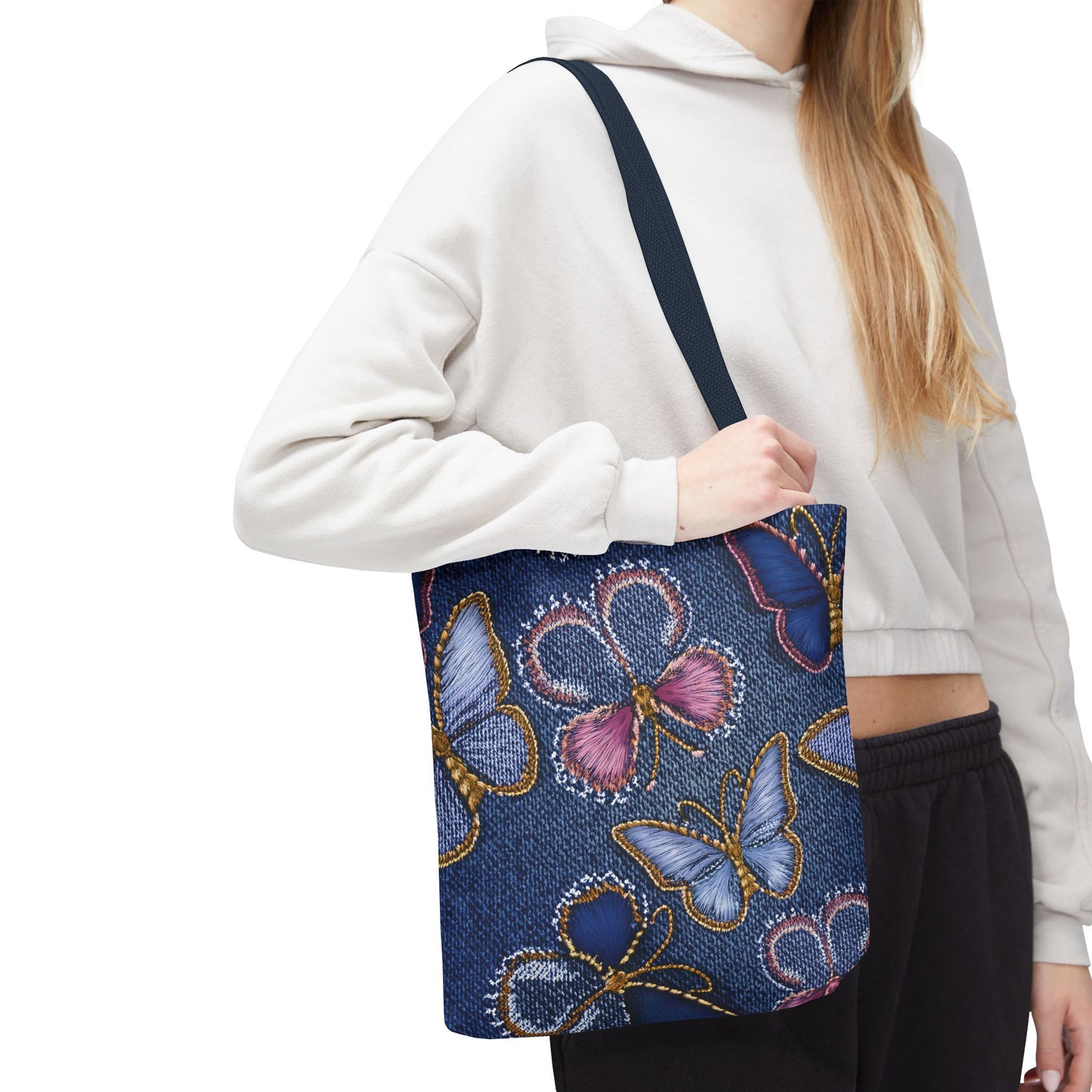 Denim Fabric Imitation Print Unisex Canvas Bag Poly Spun 3 Sizes Tote Bag 179