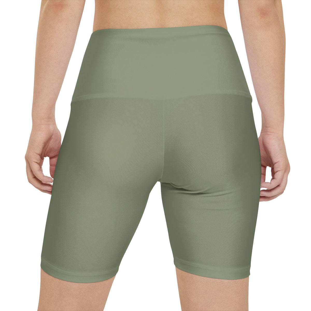 Dusty Sage Green Olive High-Waist Women's Workout Shorts — Seamless Biker Activewear