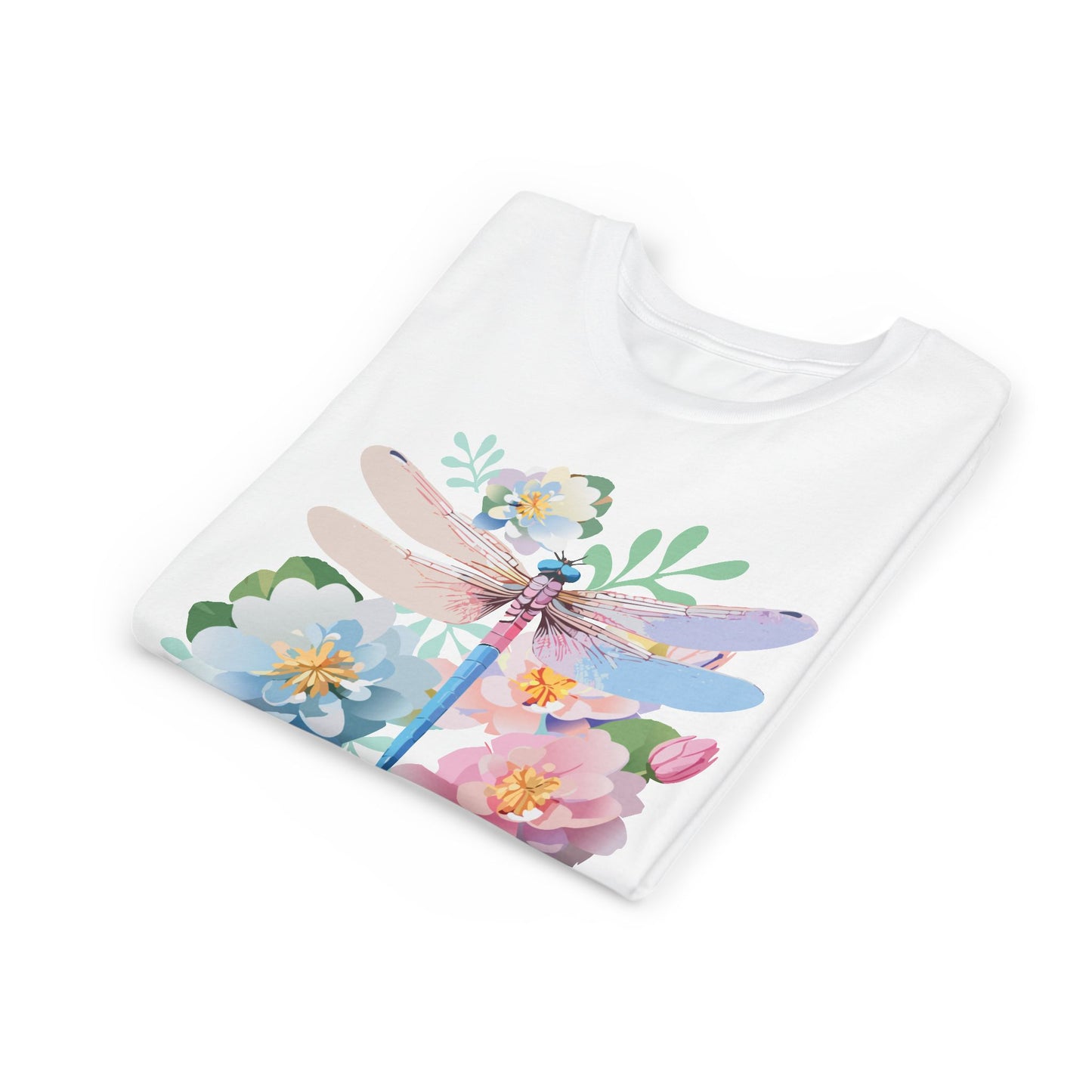 Dragonfly Blossom Youth Tee - Colorful Short Sleeve T-Shirt for Spring Celebrations (9-14)