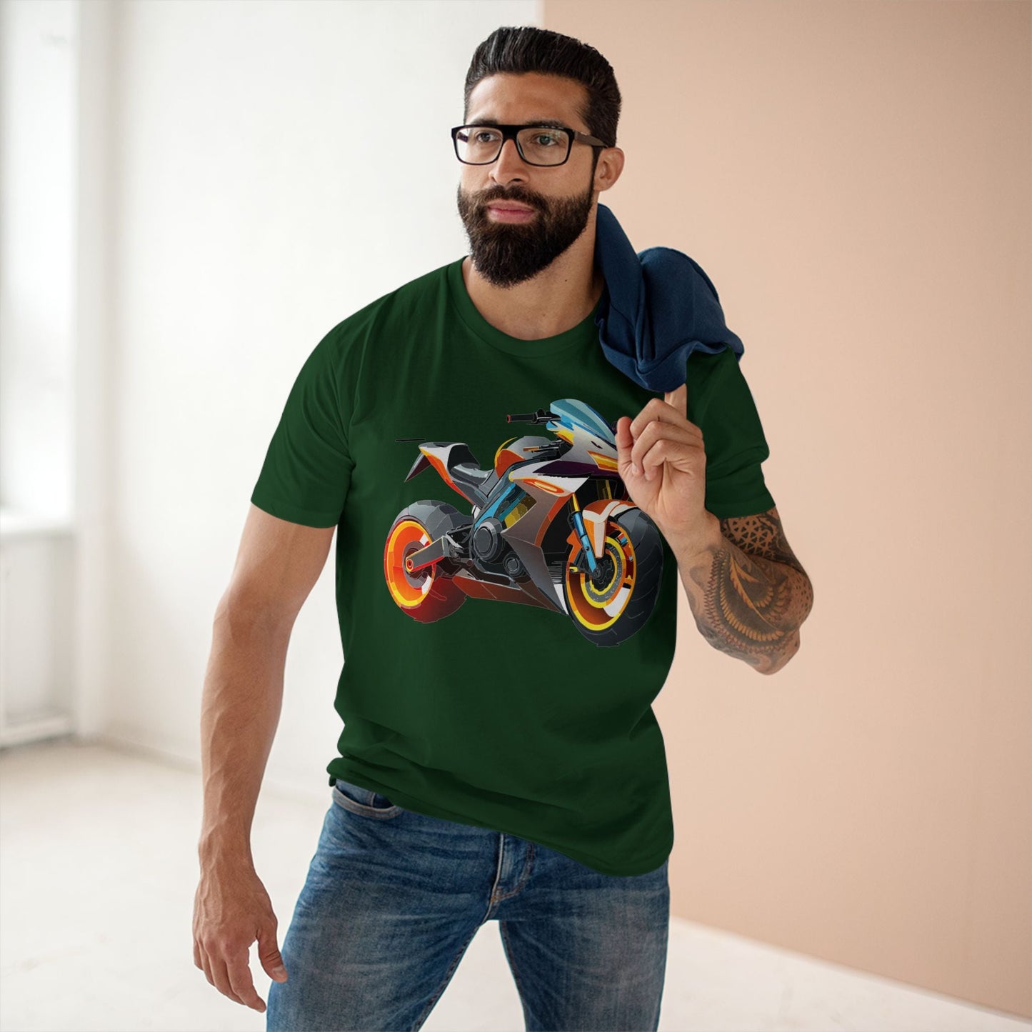 Moto Bike Graphic Unisex 100 Cotton Staple Tee 24