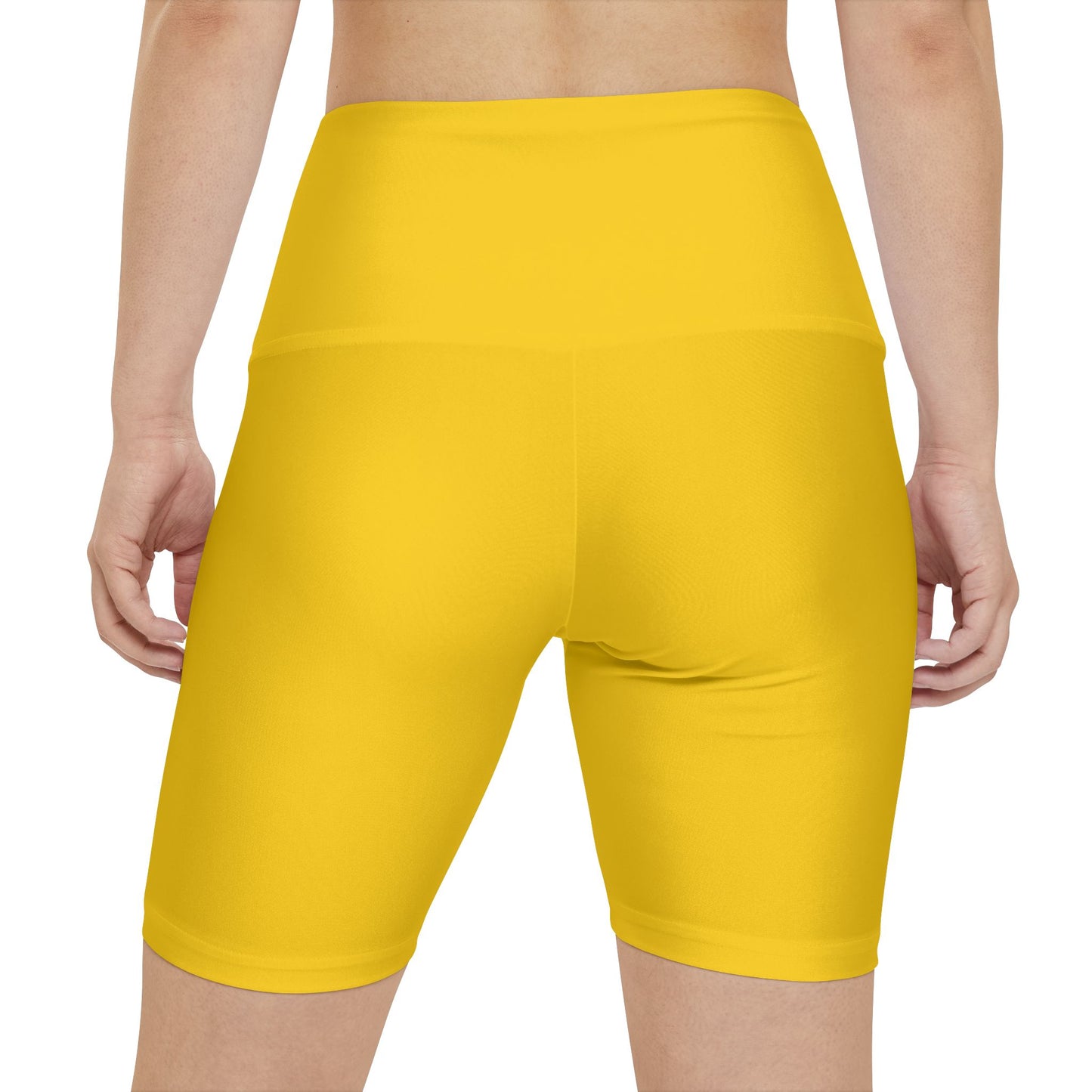 Golden Yellow Women's Yellow Workout Bike Shorts — High-Waist Athletic Biker Shorts