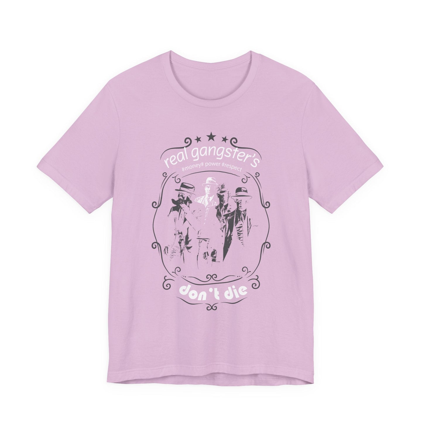 Real Gangsters Don't Die T-Shirt Vintage Outlaw Illustration Retro Biker Tee A-3