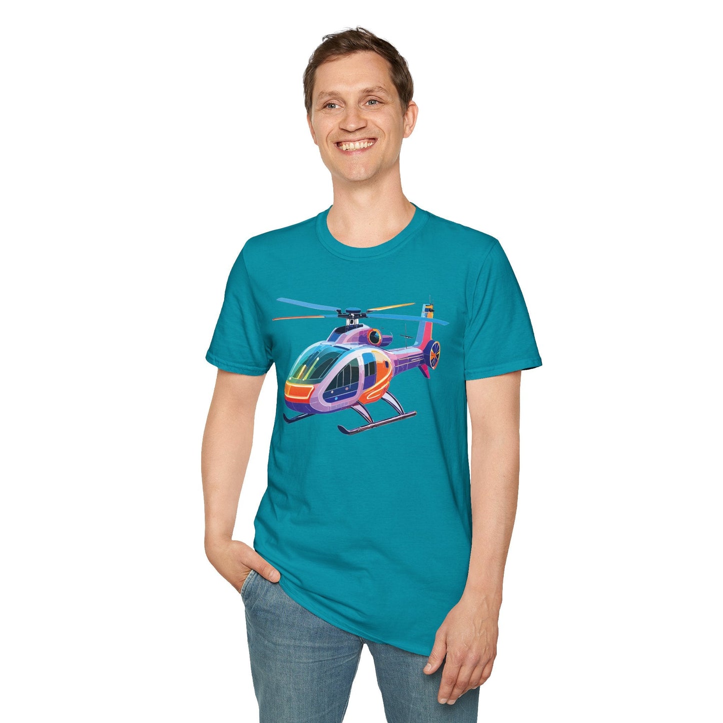 Chopper Helicopter Graphic Unisex Cotton Softstyle Short Sleeve Tee 7