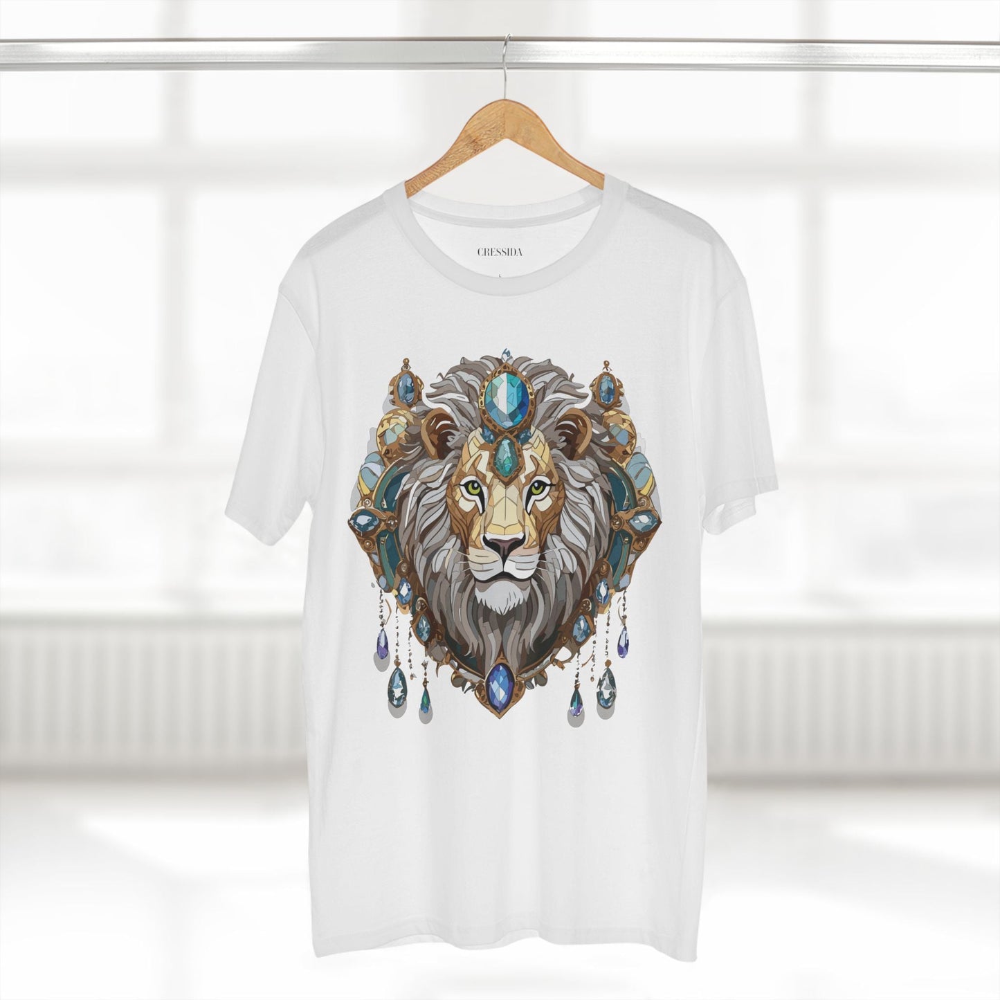 Lion Graphic Unisex 100 Cotton Tee With Unique Animal Golden Medallion Art Design 61