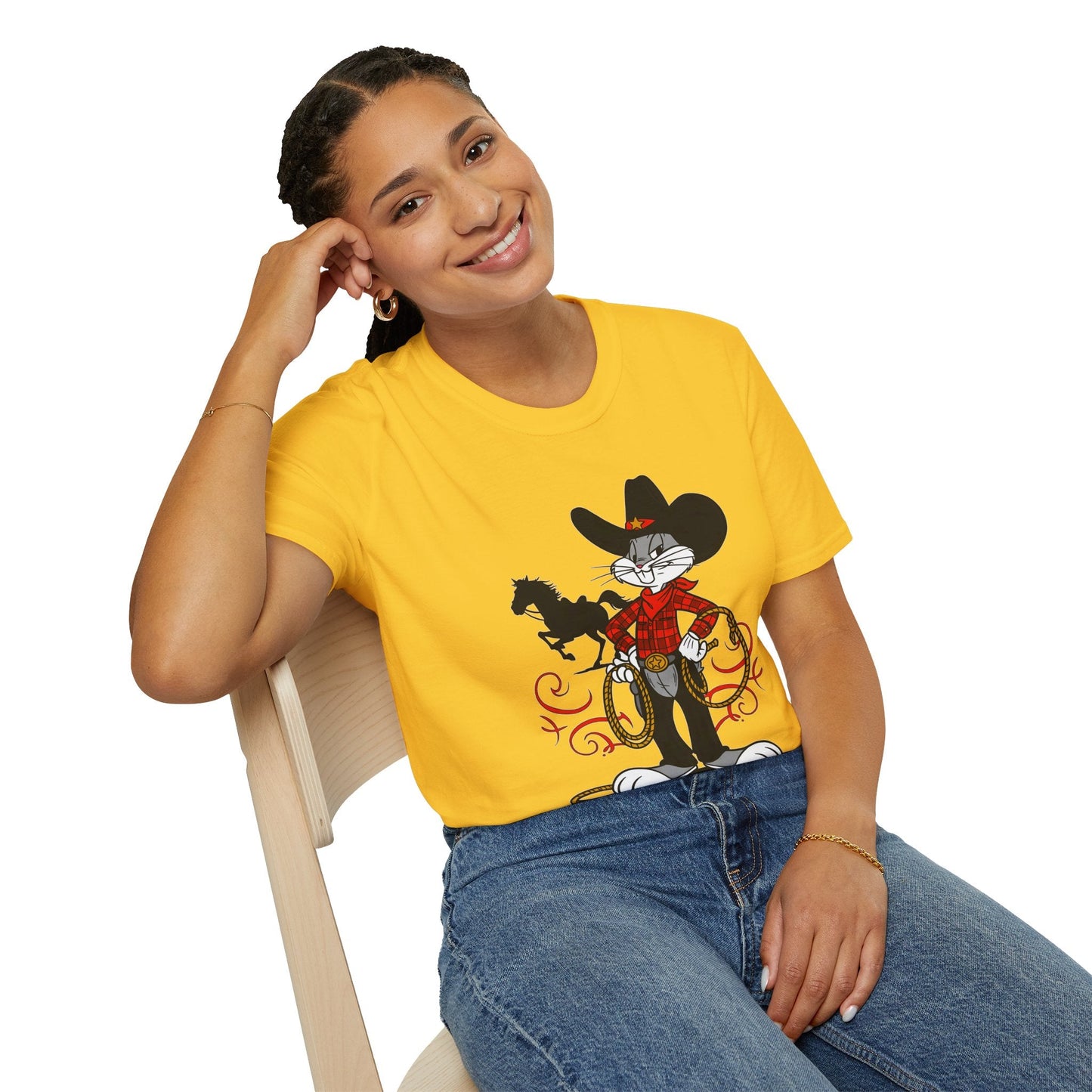 Bugs Bunny T Shirt Unisex Cartoon Tee Softstyle 64000 100 Percent Ring Spun Cotton
