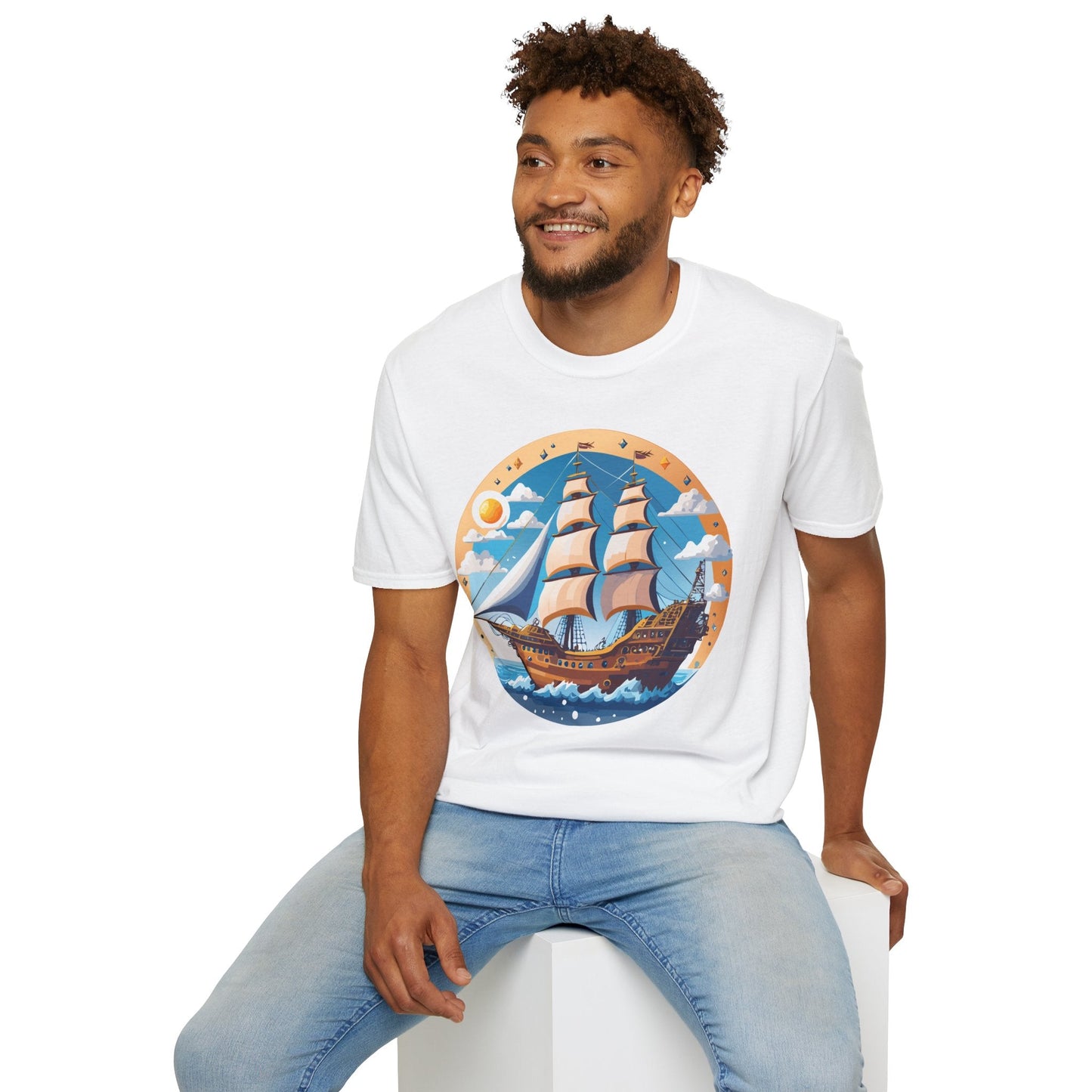 Unisex Nautical Frigate Ship T Shirt Vessel Tee Gildan Softstyle 64000 100 Percent Ring Spun Cotton