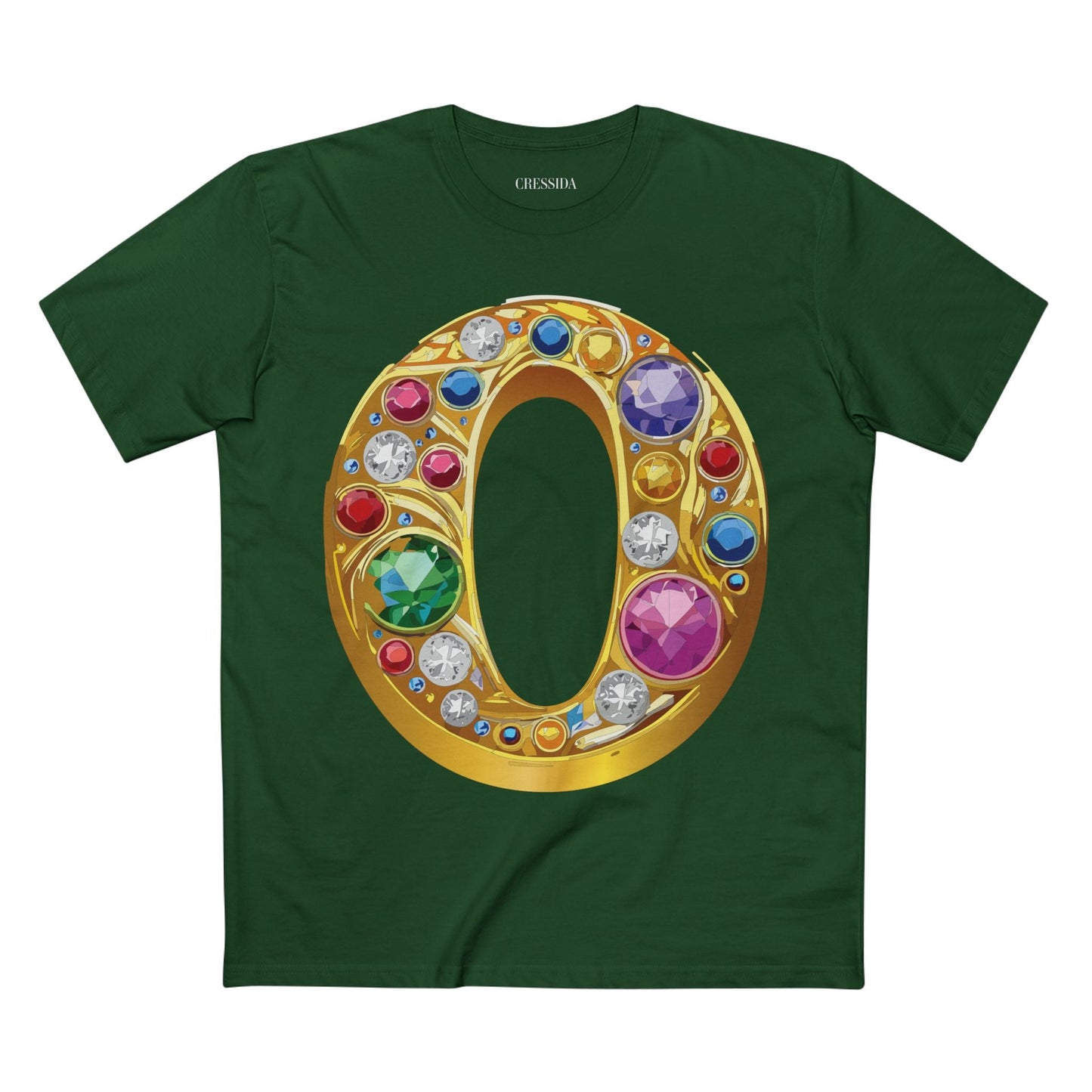 Letter O Graphic Design Tee Unisex 100 Cotton With Antique Gold Letters Artwork T-Shirt
