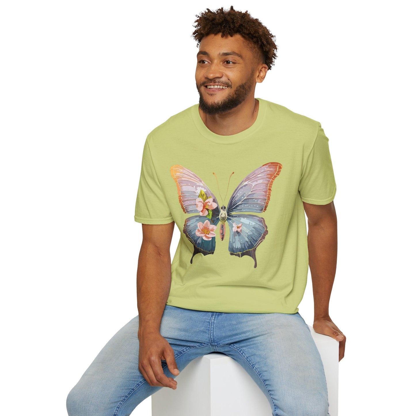 Butterfly Print T Shirt For Men Women Unisex Monarch Design Softstyle Cotton Tee