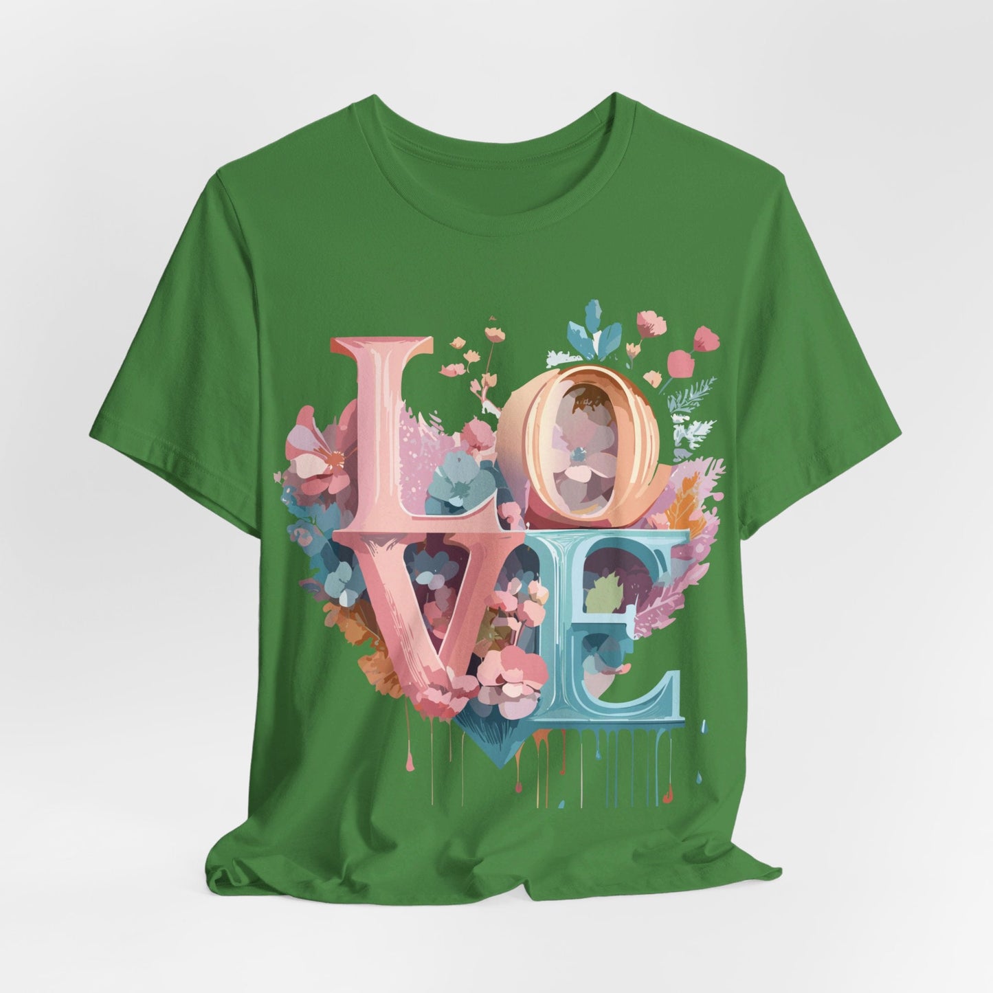 Valentine Day Graphic Unisex 100 Cotton Vintage Artwork with Love and Flower Design Tee 52