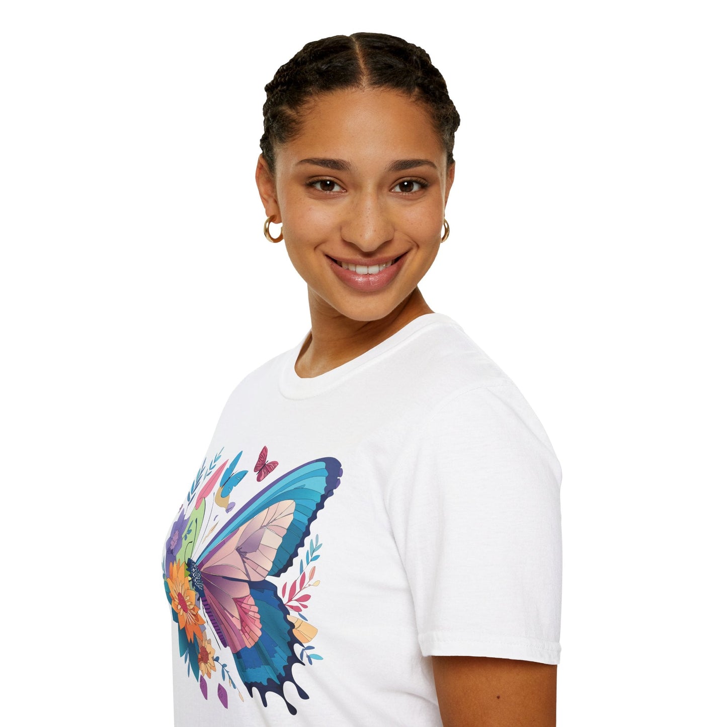 Gildan Butterfly T Shirt Unisex Softstyle 64000 Monarch Print Lightweight Breathable Cotton Tee