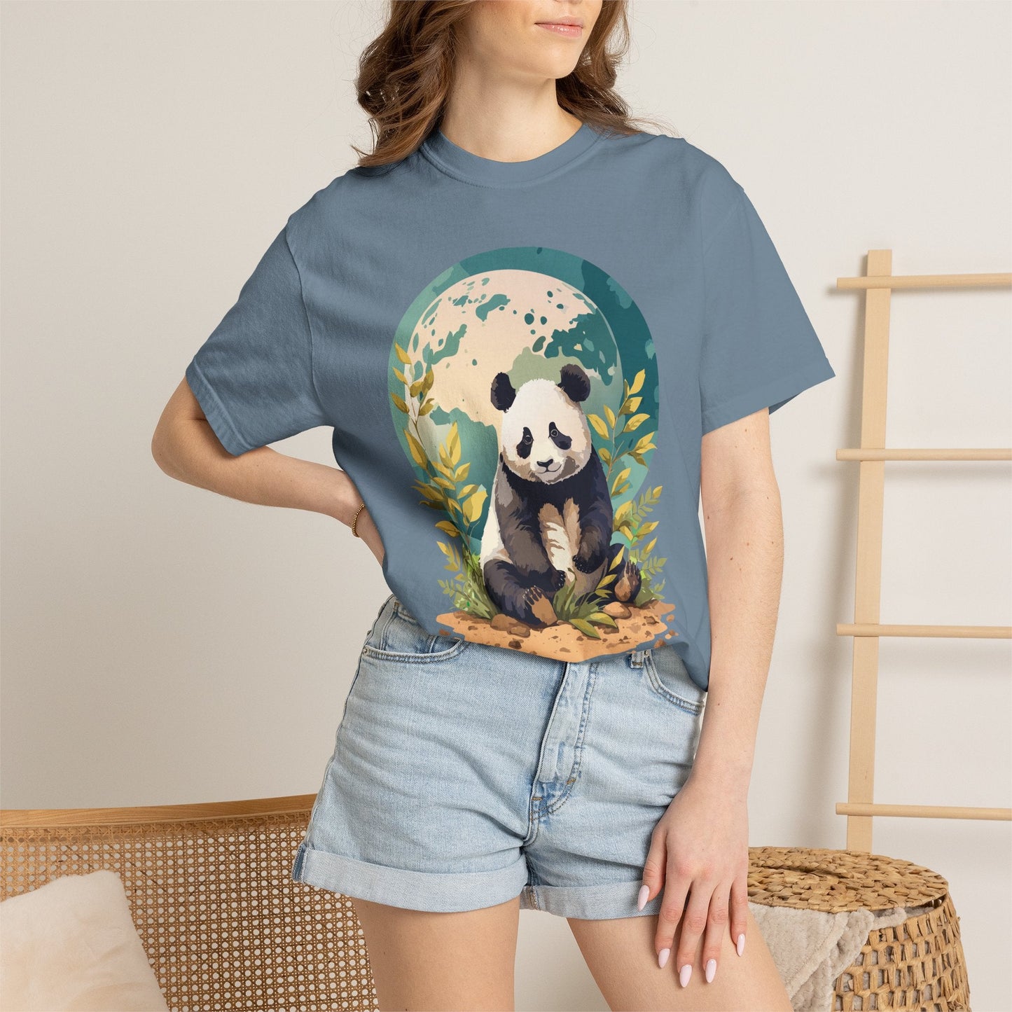 Panda Portrait Graphic T-Shirt Unisex Cotton Floral Animal Art Tee pp6