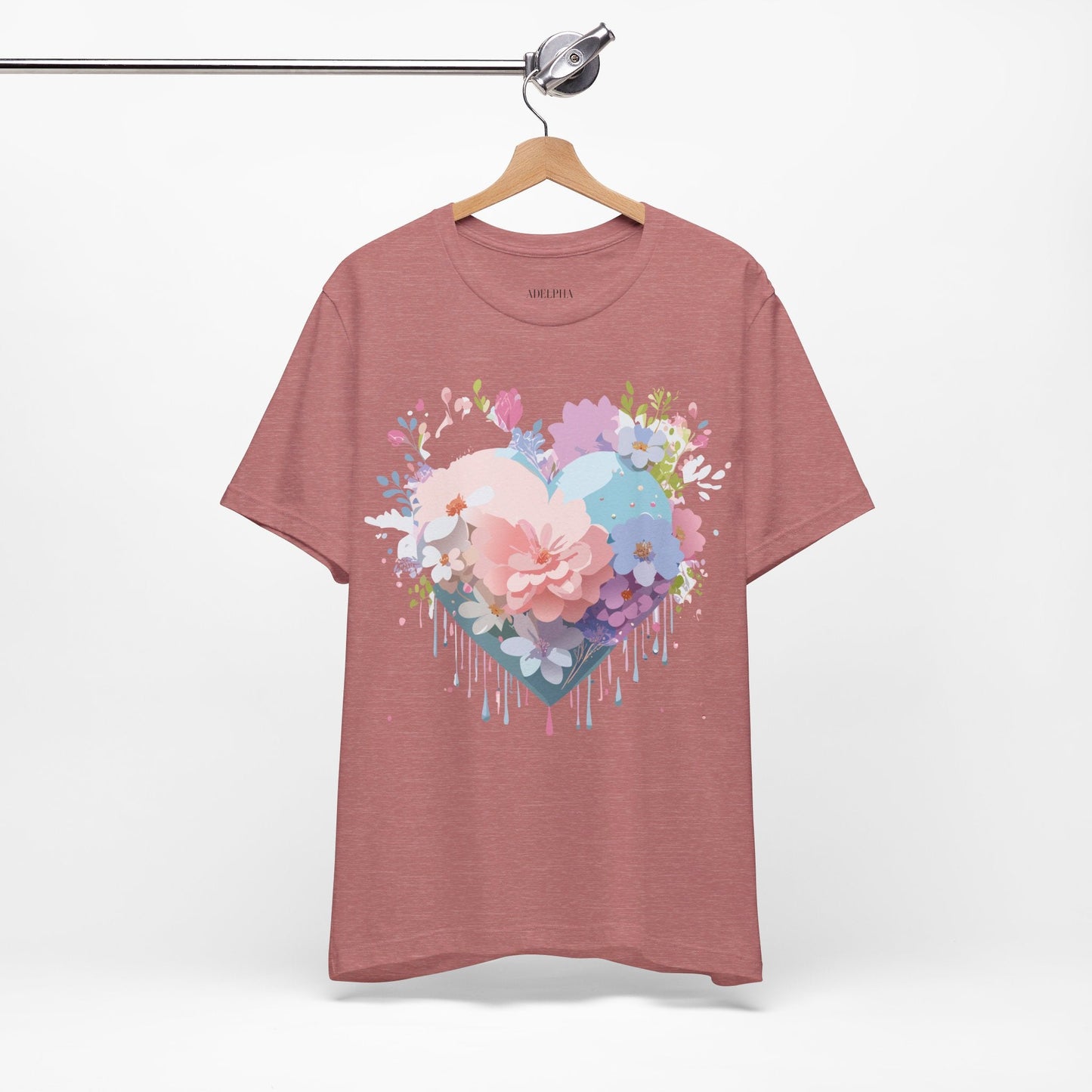 Valentine Day Graphic Unisex 100 Cotton Vintage Artwork with Love and Flower Design Tee 33