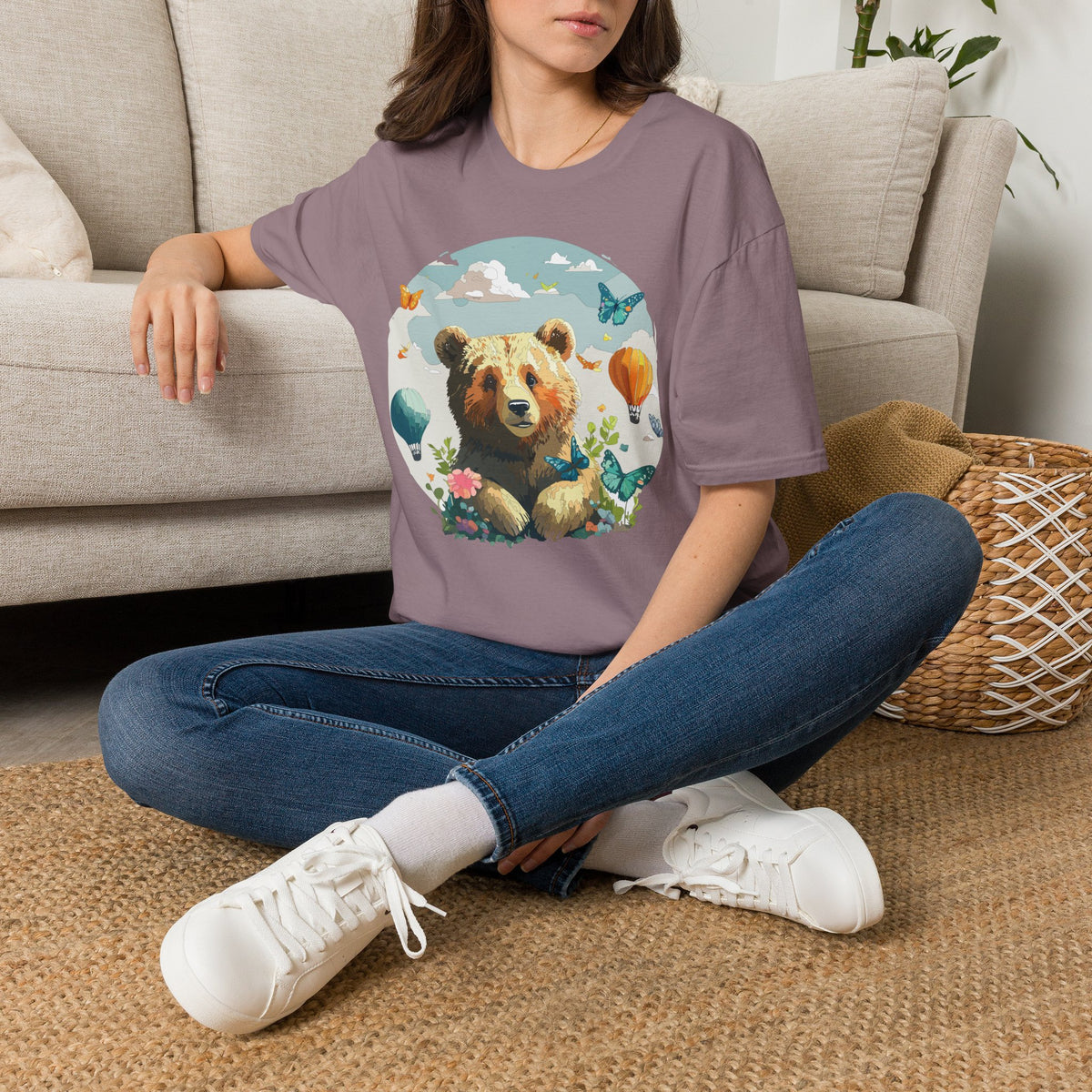 Cute Teddy Bear Balloon Garden Graphic Tee Unisex 100 Cotton Gildan T-Shirt