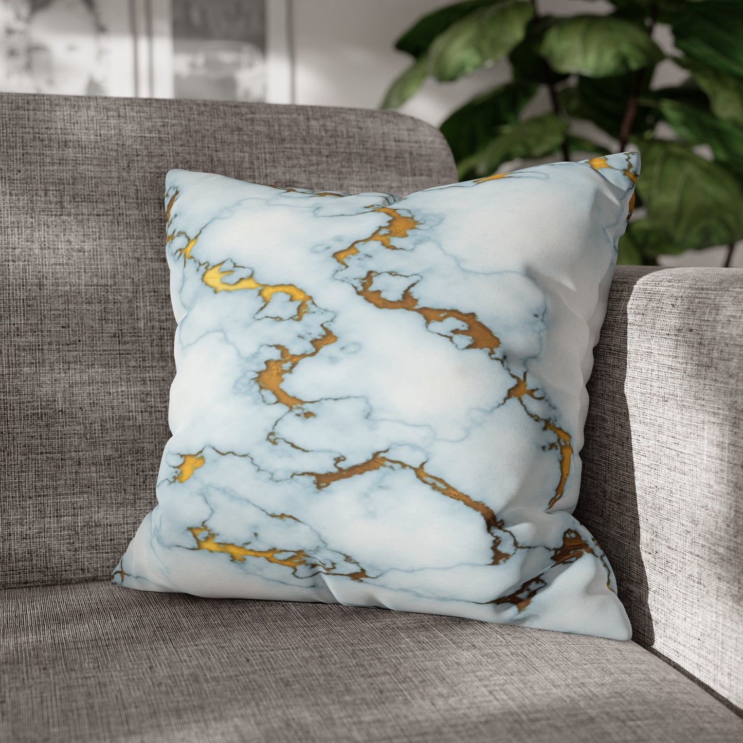 Faux Suede Pillowcase with Abstract print