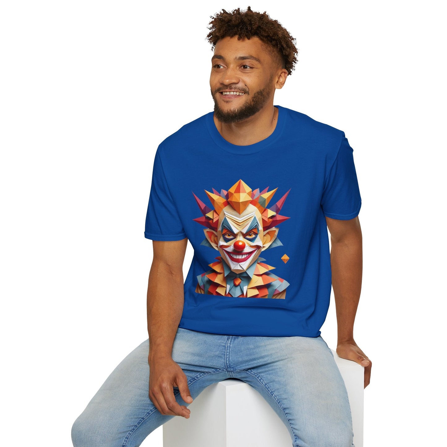 Unisex Clown Shirt With Funny Man Scary Man Circus Theme Tee Gildan Softstyle 64000