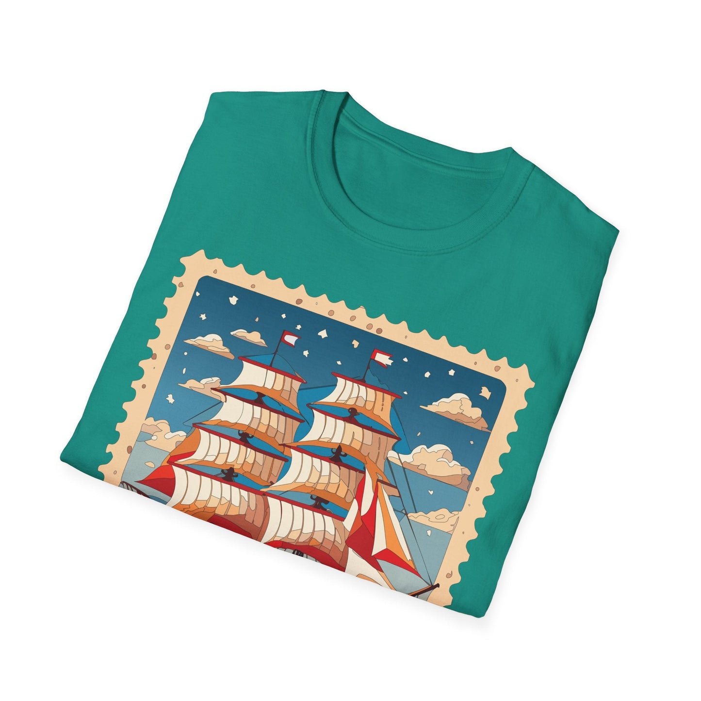 Ship T Shirt Unisex Frigate Vessel Tee Gildan Softstyle 64000 100 Percent Ring Spun Cotton