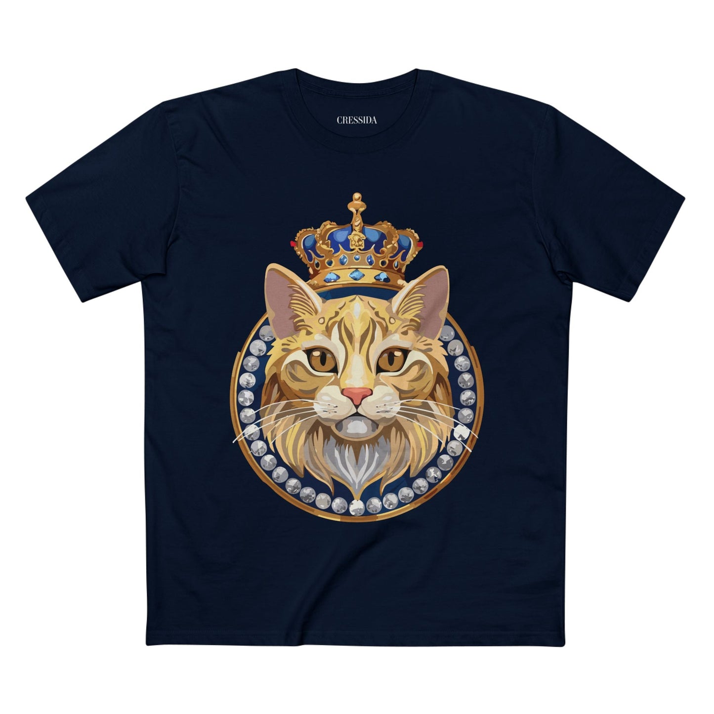 Cat Graphic Unisex 100 Cotton Tee With Unique Animal Golden Medallion Art Design 13