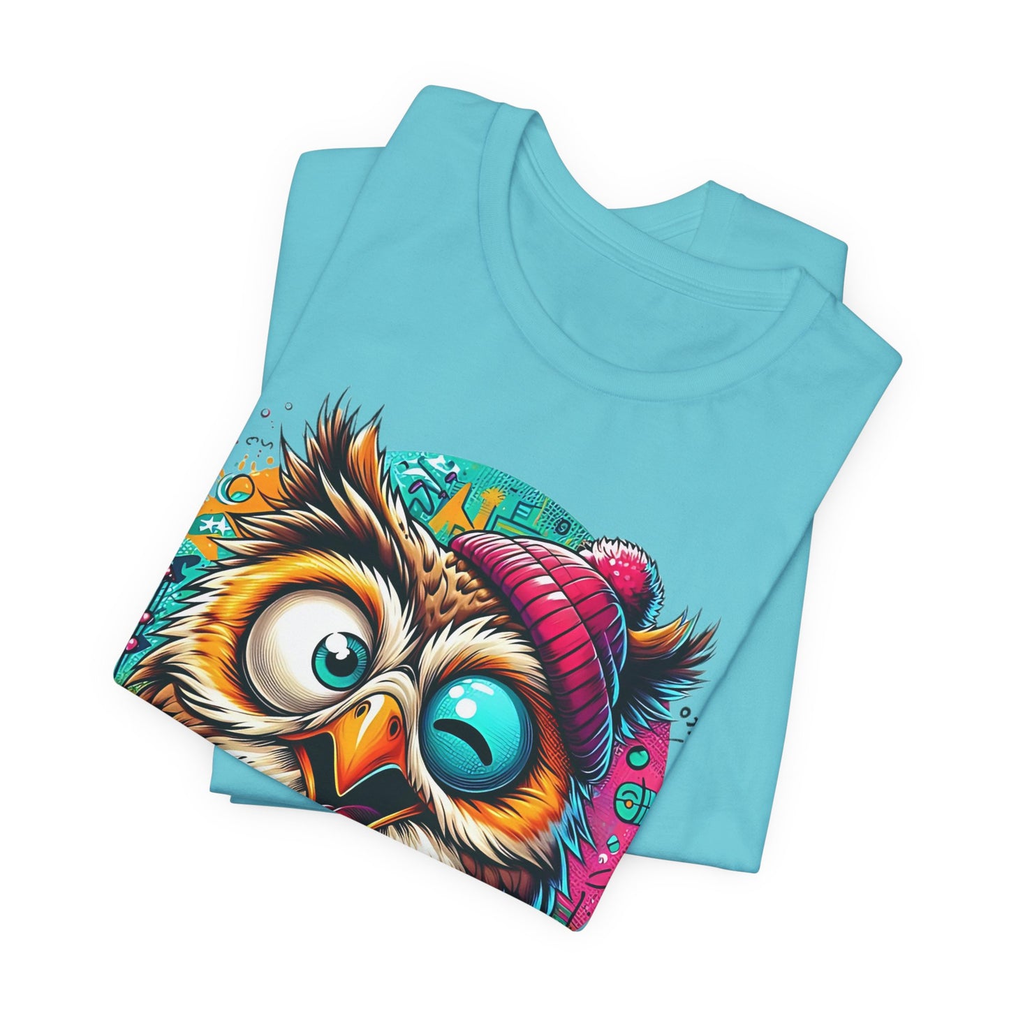 Colorful Owl Graphic Tee, Fun Owl Shirt, Funny Bird Shirt, Cute Cartoon Tees, Animal T-Shirt, Animal Tees, Art Design T-Shirt