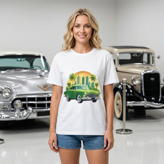Retro Car Vintage Graphic Tee Staple Unisex 100 Cotton Tee Shirt - RC-7