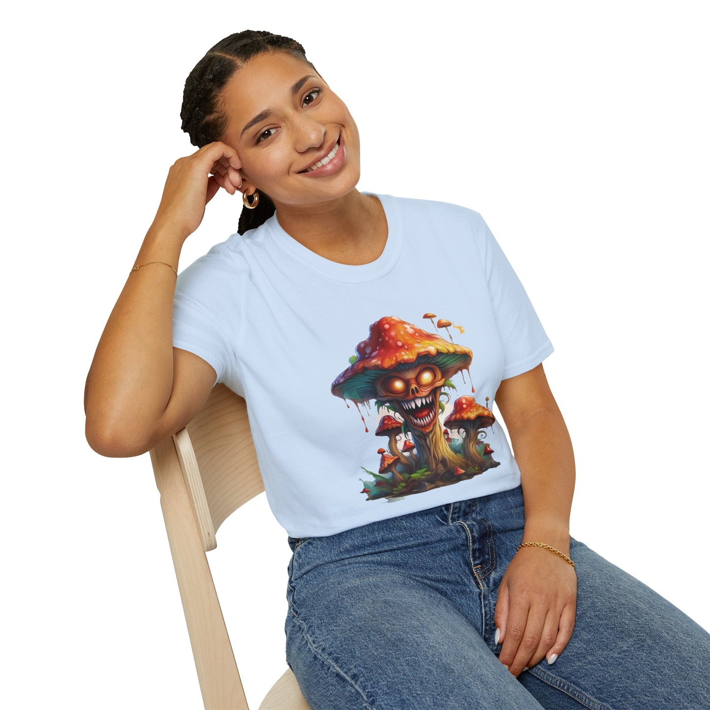 Mashroom Tee Shirt Unisex Softstyle 64000 100% Ring Spun Cotton with Funny Mushroom Artwork