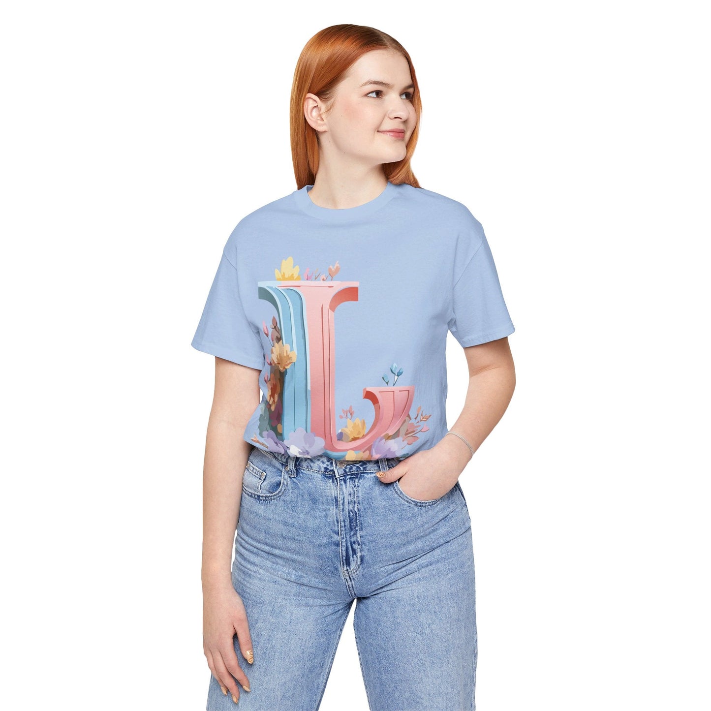 Letter L Shirt Graphic Tee Unisex Short Sleeve Vintage Inspired Artwork Adelpha Premium