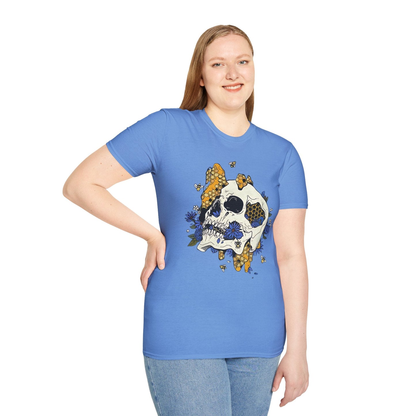 Skull Tee Shirt Unisex Skeleton Design Gildan Softstyle 64000 100 Percent Ring Spun Cotton Tee