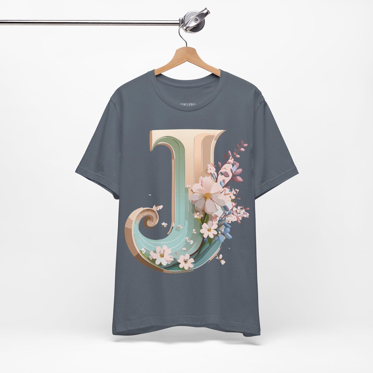 Letter J Graphic Tee Unisex Vintage Inspired Art From Adelpha Short Sleeve Shirt