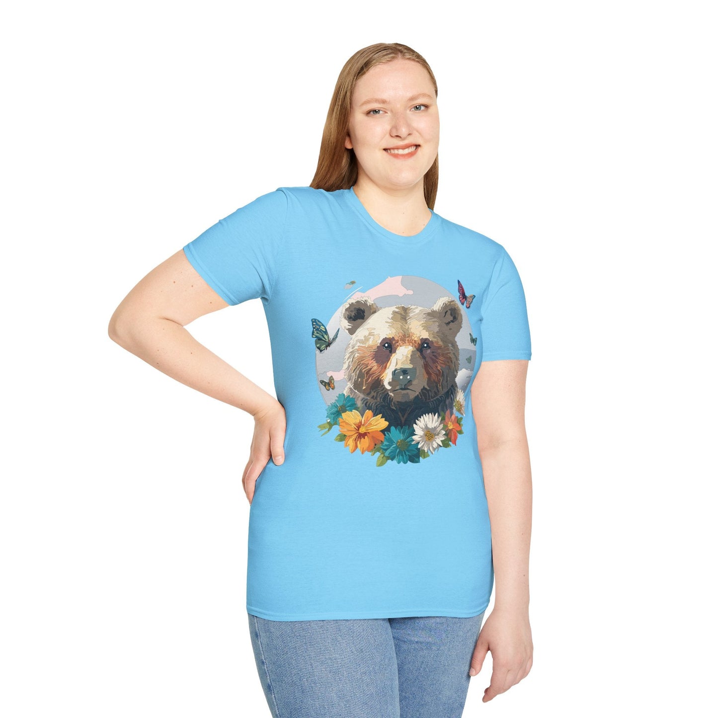 Bear T Shirt Unisex Gildan Softstyle Cotton Tee With Teddy Bear Design Lightweight Comfort