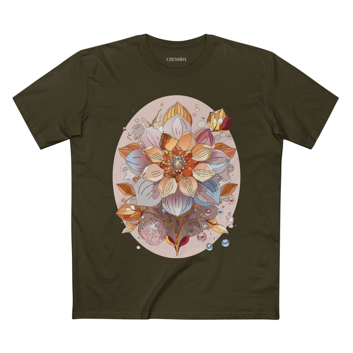 Floral Graphic T-Shirt Unisex 100 Cotton Art Design with Antique Flowers Tee 24