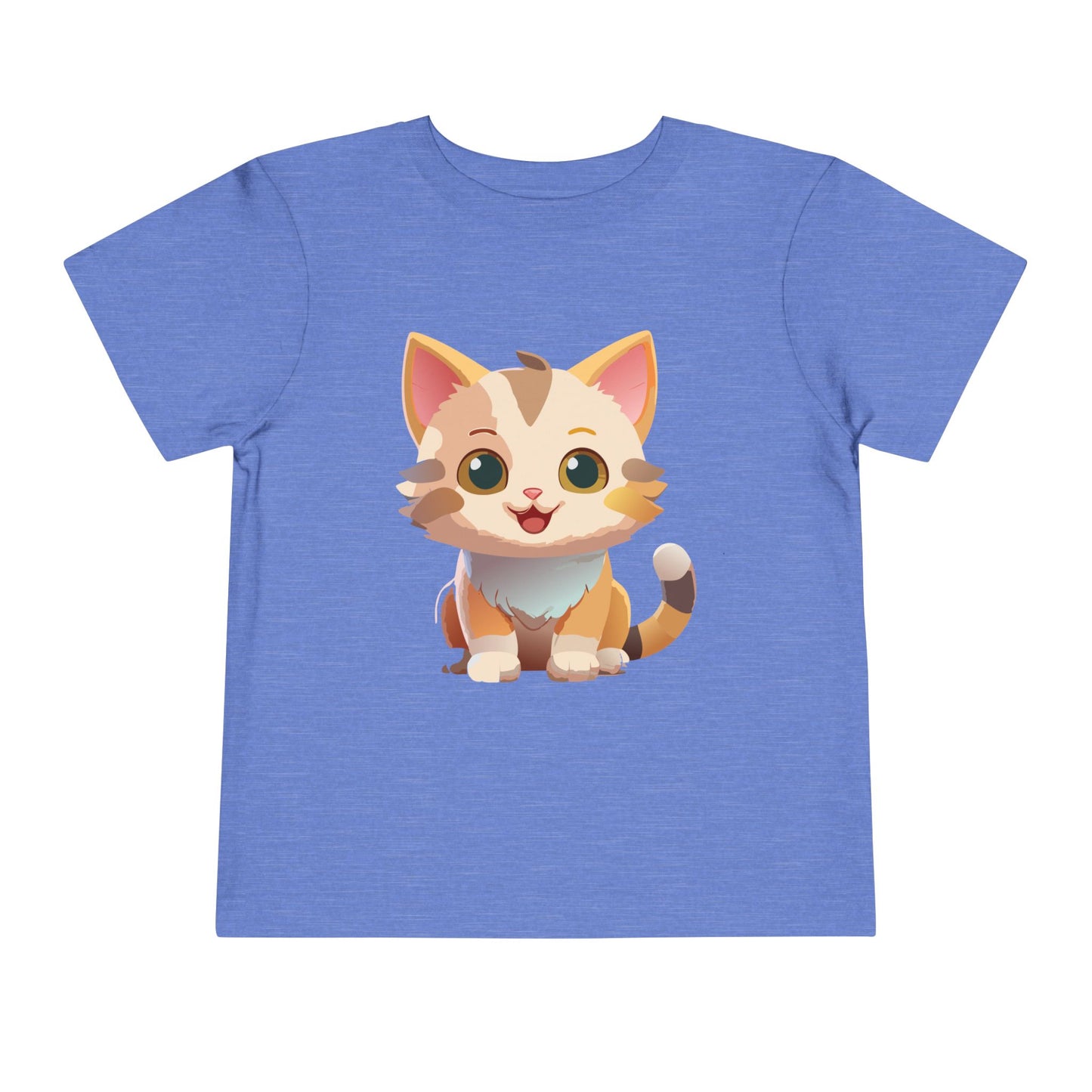 Cute Cat Toddler Short Sleeve Tee - Adorable Kitty Graphic Tee for Kids (2T-5T)