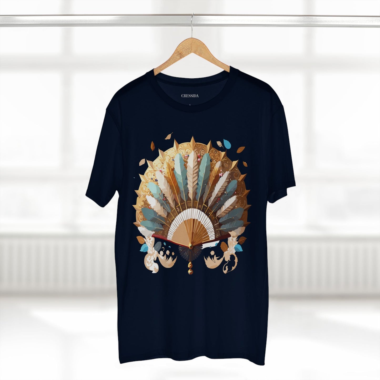 Antique Fan Graphic Design T-Shirt Unisex 100 Cotton Floral Carnival Artwork Tee 7