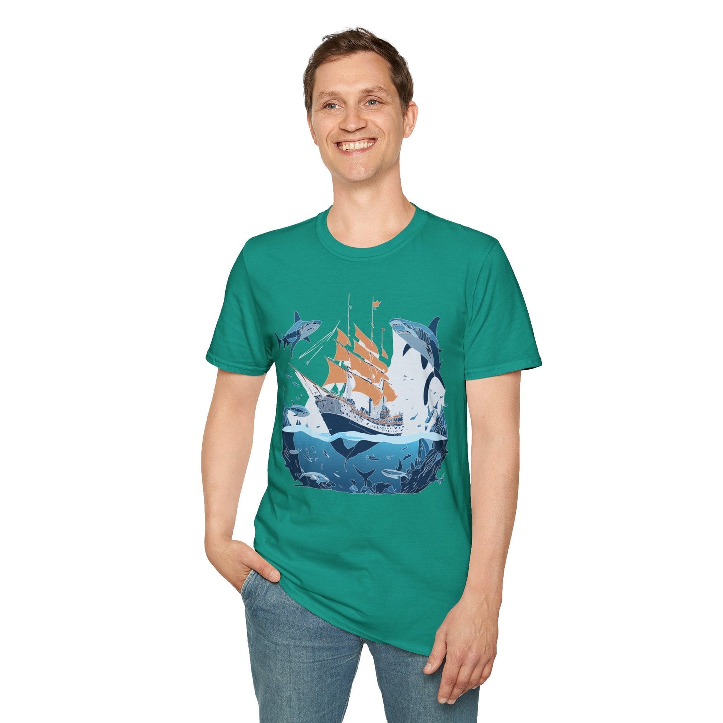 Ocean Graphic Unisex Softstyle Cotton Tee 18