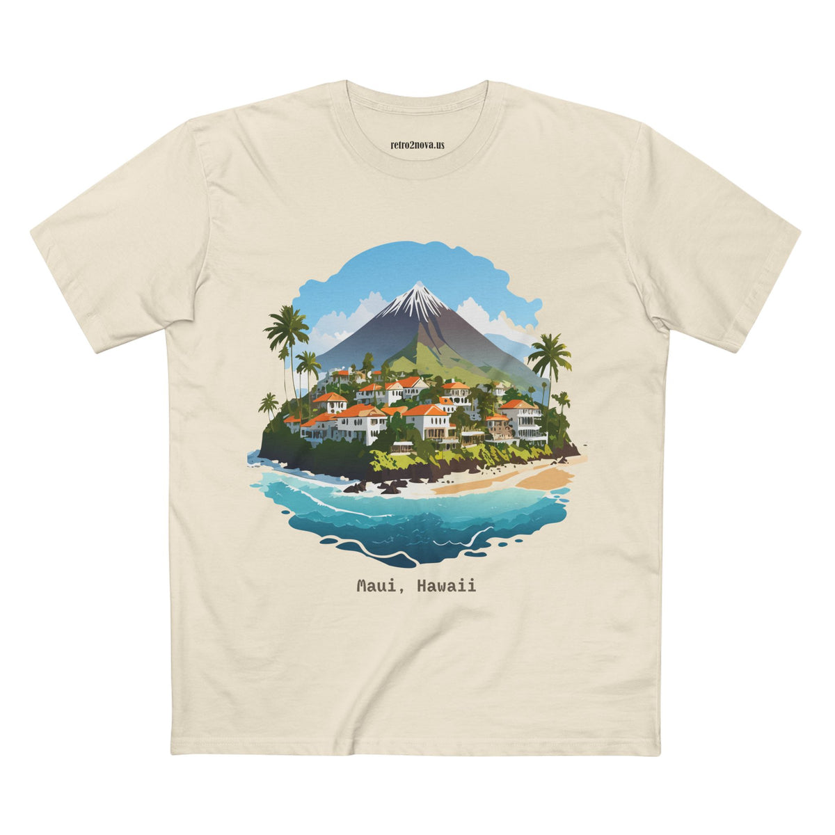 Maui Hawaii Island Landscape T-Shirt | Tropical Beach Village Print