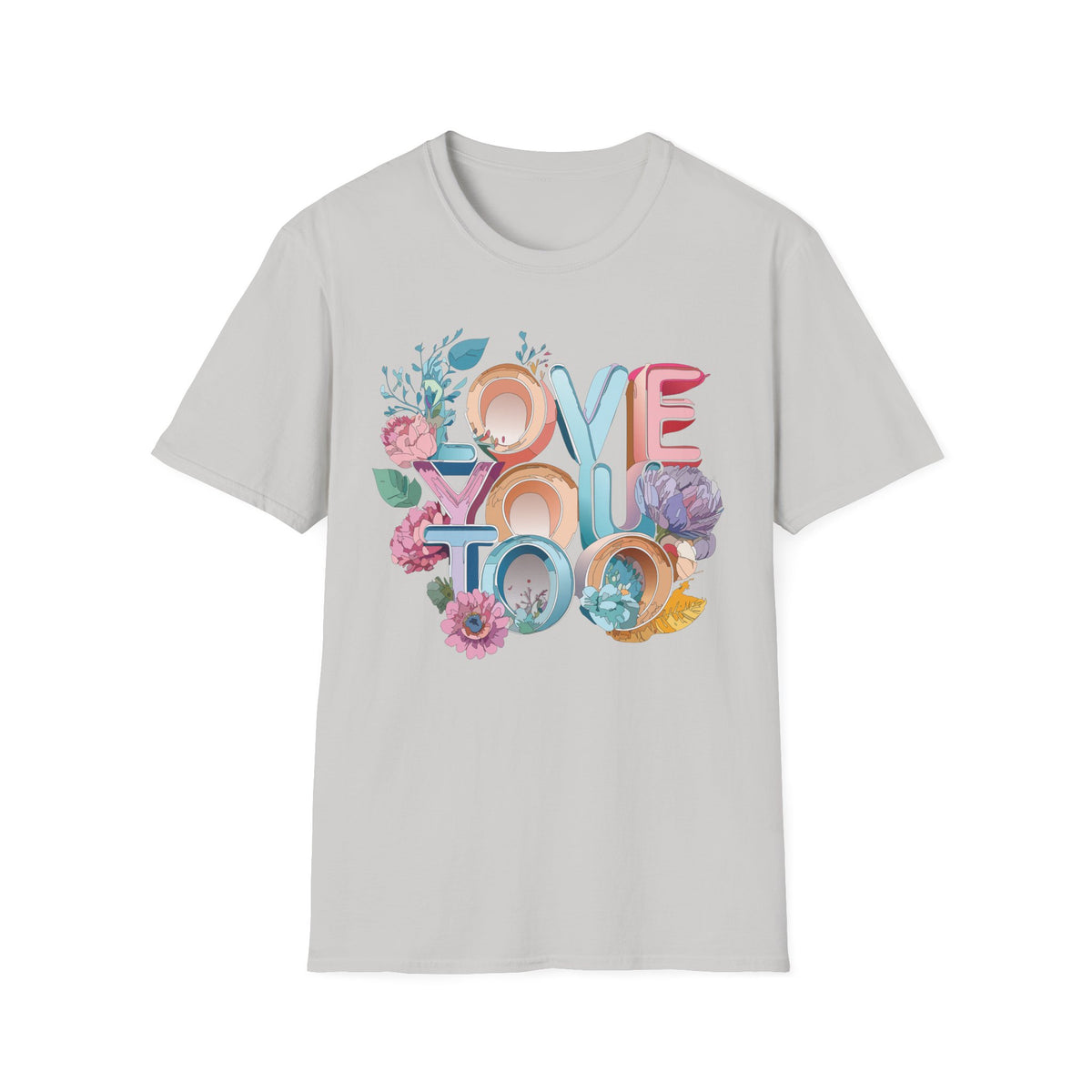 Love You Floral Typography T-Shirt | Pastel Retro Letters