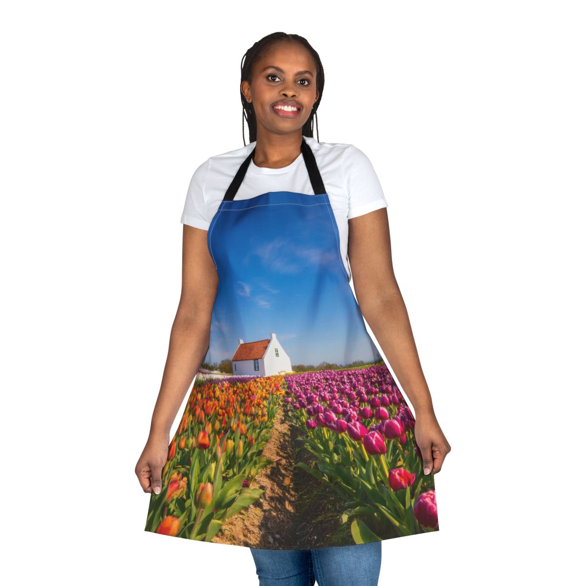 Tulip Field Kitchen Apron — Spring Floral Gardening & Baking Apron Stain-Resistant - Art Print Canvas Apron