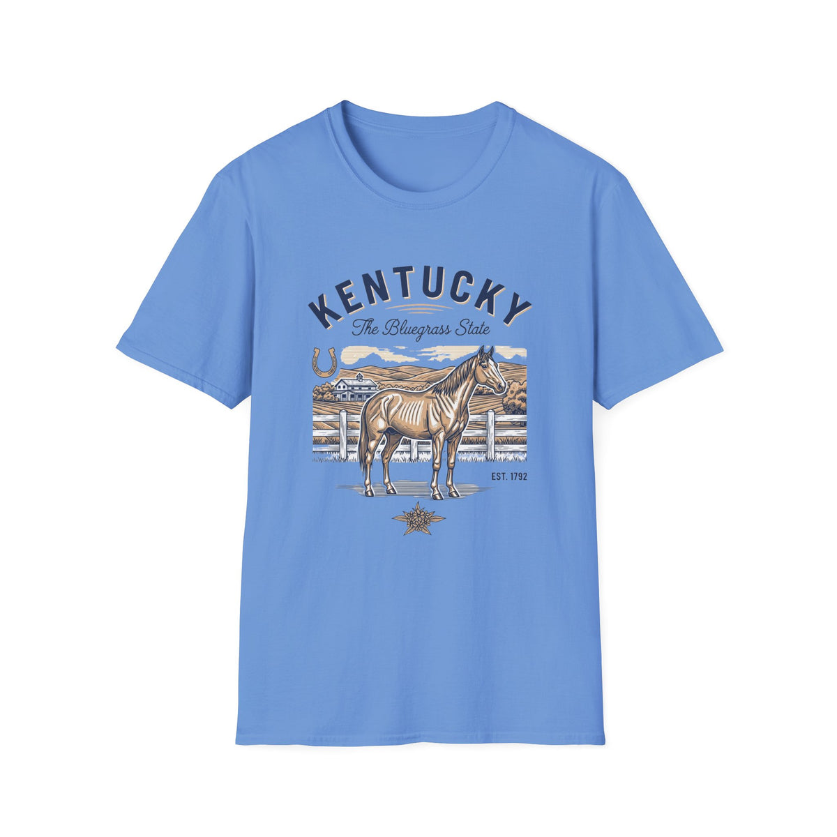 Kentucky Horse Ranch T‑Shirt — The Bluegrass State Travel Tourist Graphic Design Unisex 100 Cotton Gildan T-Shirt