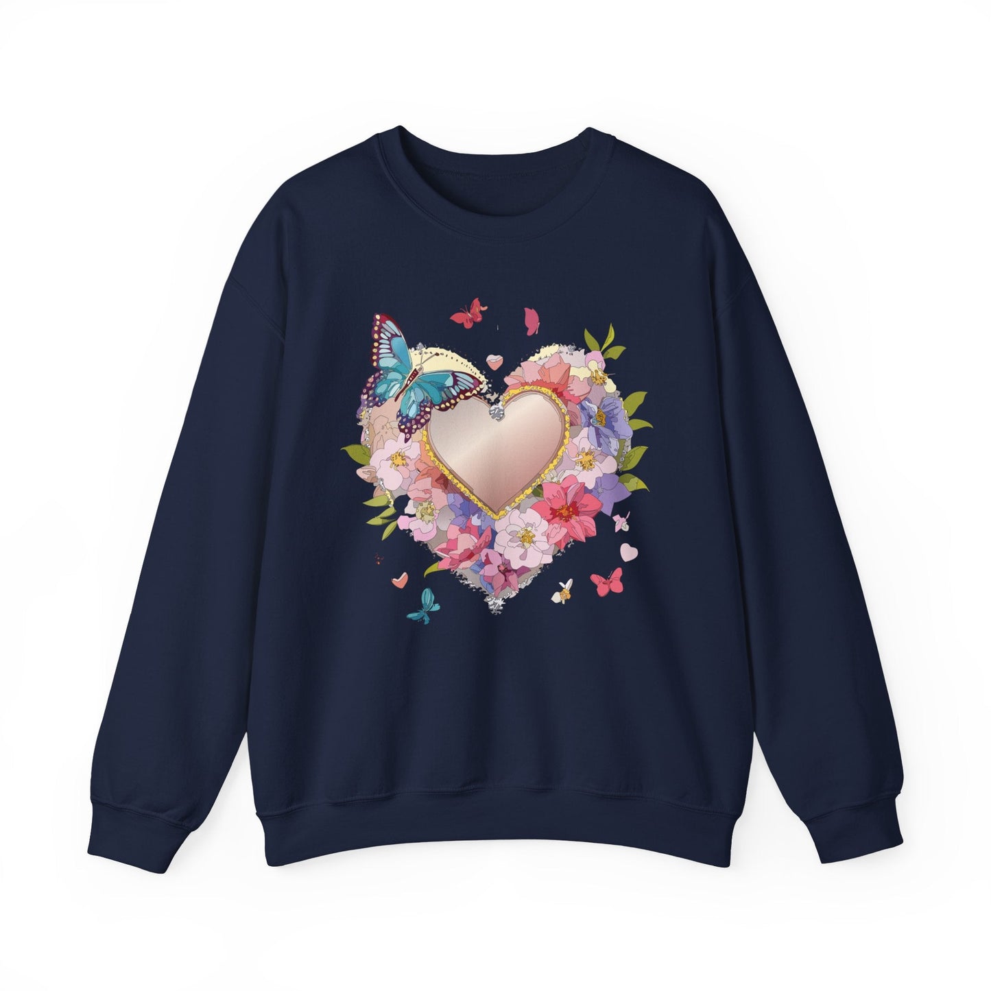 Unisex Floral Heart Sweatshirt Floral Love Sweatshirt Valentines Day Sweatshirt Heart Floral Design