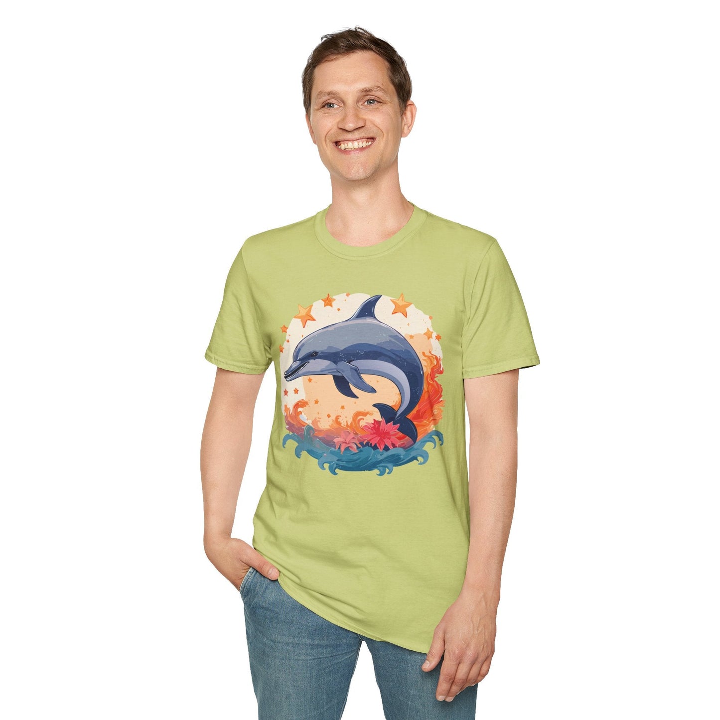 Dolphin Shirt Unisex Tee Gildan Softstyle 64000 100 Percent Ring Spun Cotton Comfort Wear