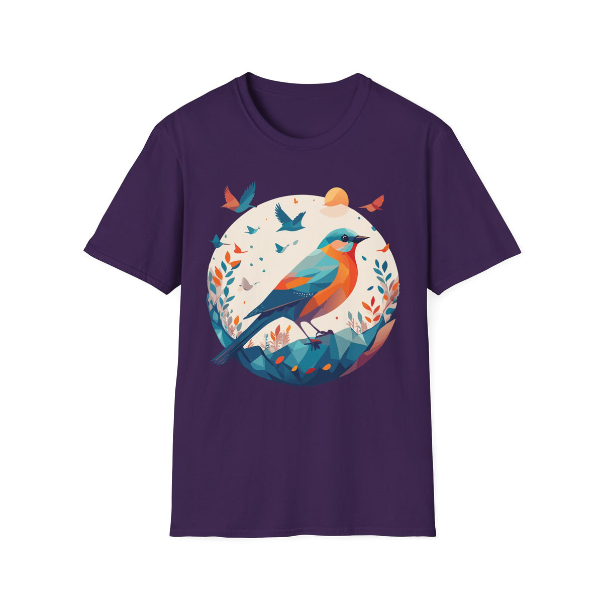Colorful Geometric Bird T-Shirt | Vibrant Bird Illustration