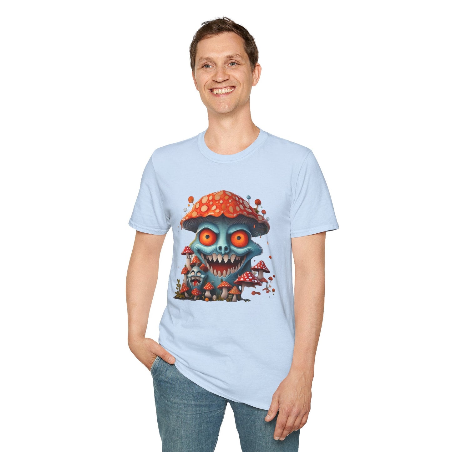 Funny Mashroom Graphic Unisex Softstyle Cotton With Cartoon Illustration Design 3