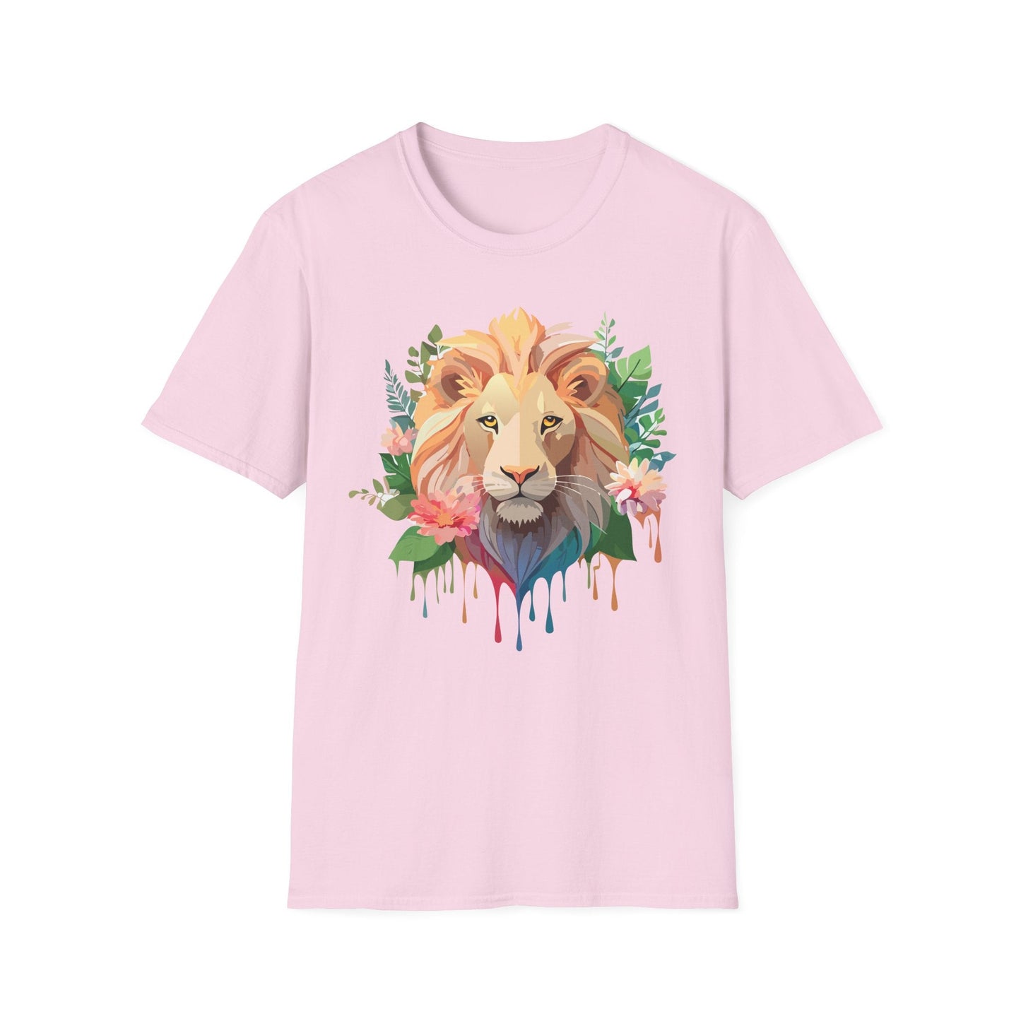 Gildan Unisex Lion Shirt Floral Lion Tee Animal Print Softstyle Tee