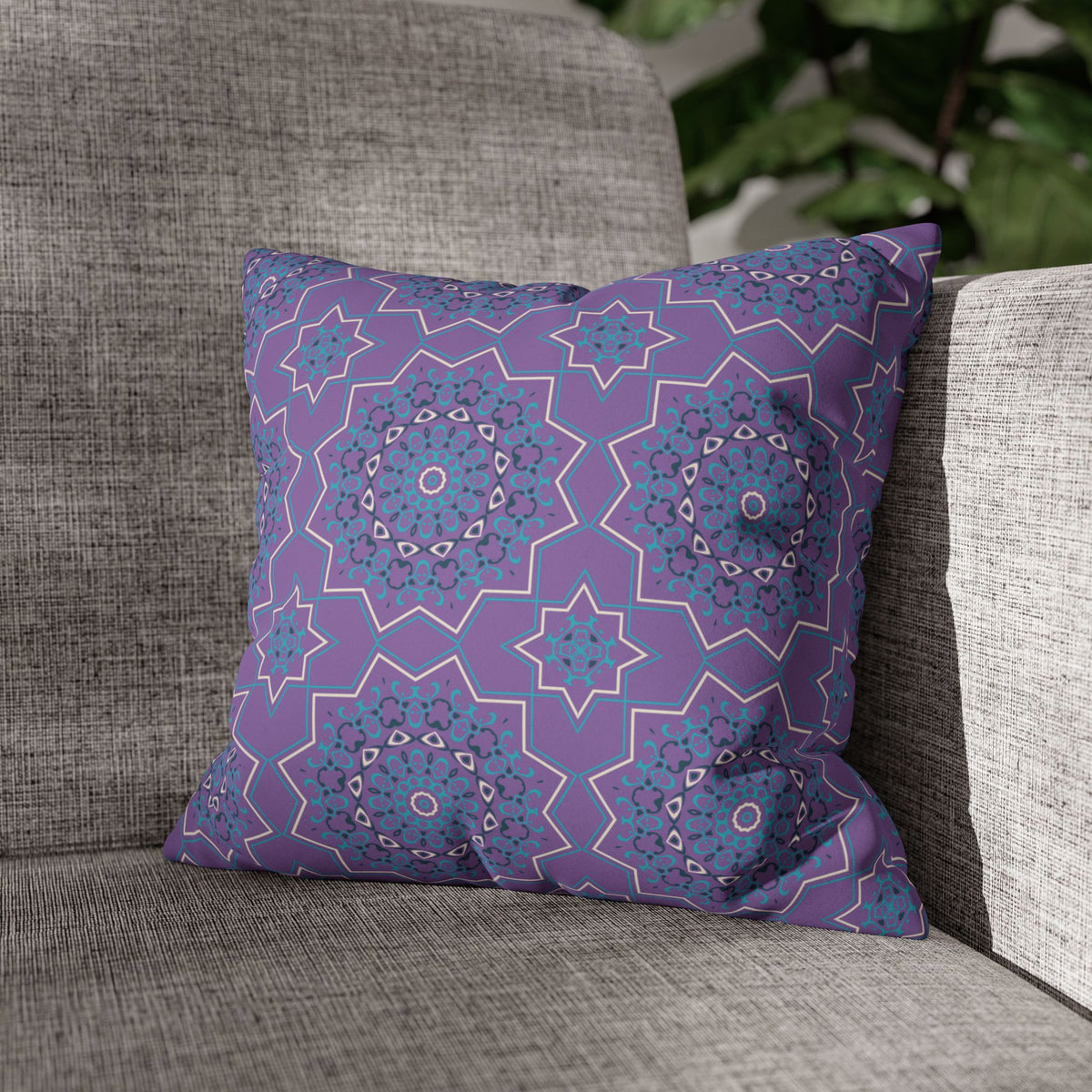 Ornament Print Pillowcase 100 Faux Suede Cover - 4 sizes: 14"-16"-18"-20" - Pillow Not Included