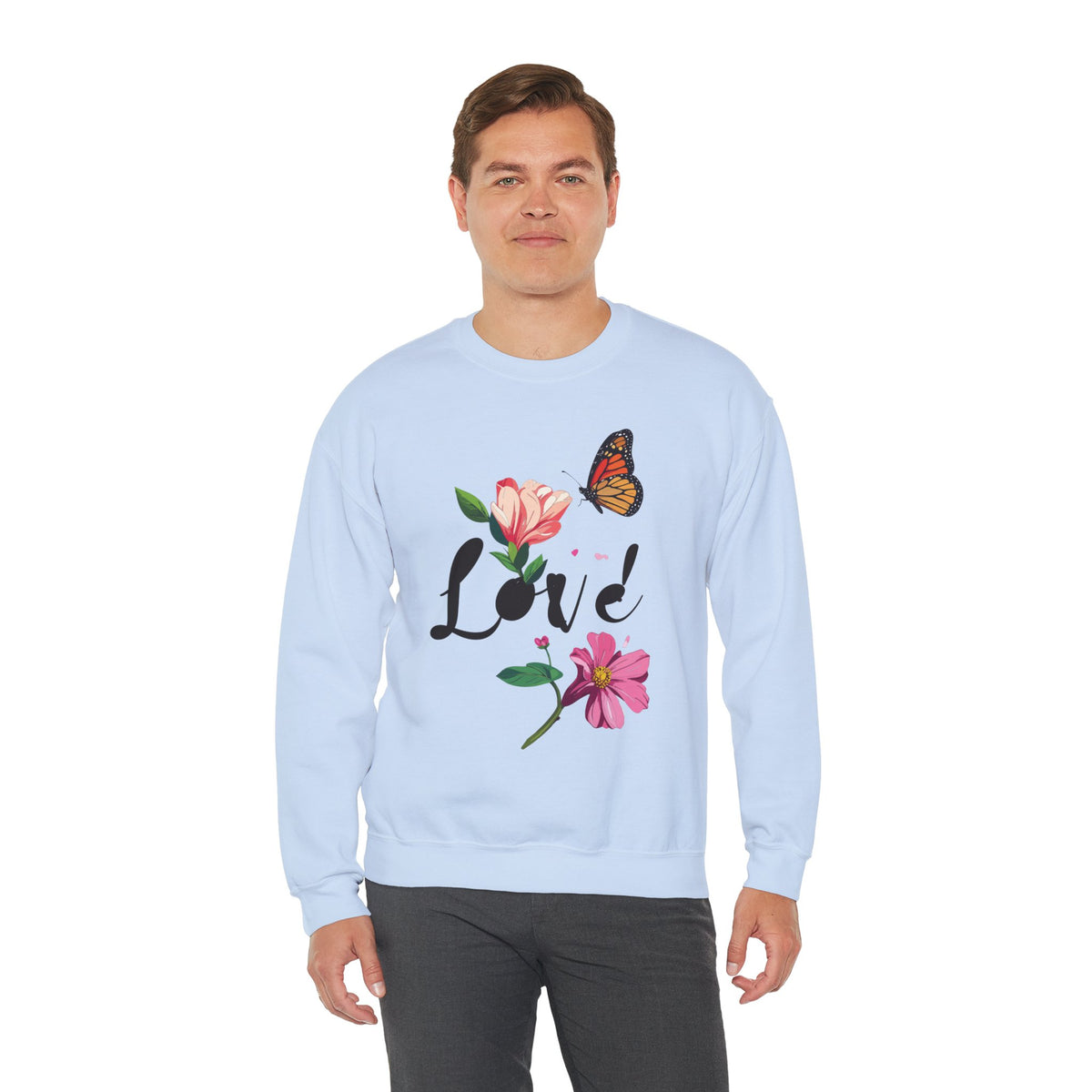 Floral Love Sweatshirt, Floral Butterfly Sweatshirt, Love Sweatshirt, Valentine's Day Sweatshirt, Floral Sweatshirt 120