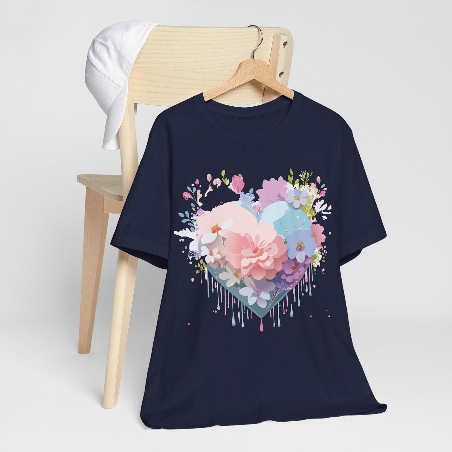 Valentine Day Graphic Unisex 100 Cotton Vintage Artwork with Love and Flower Design Tee 32