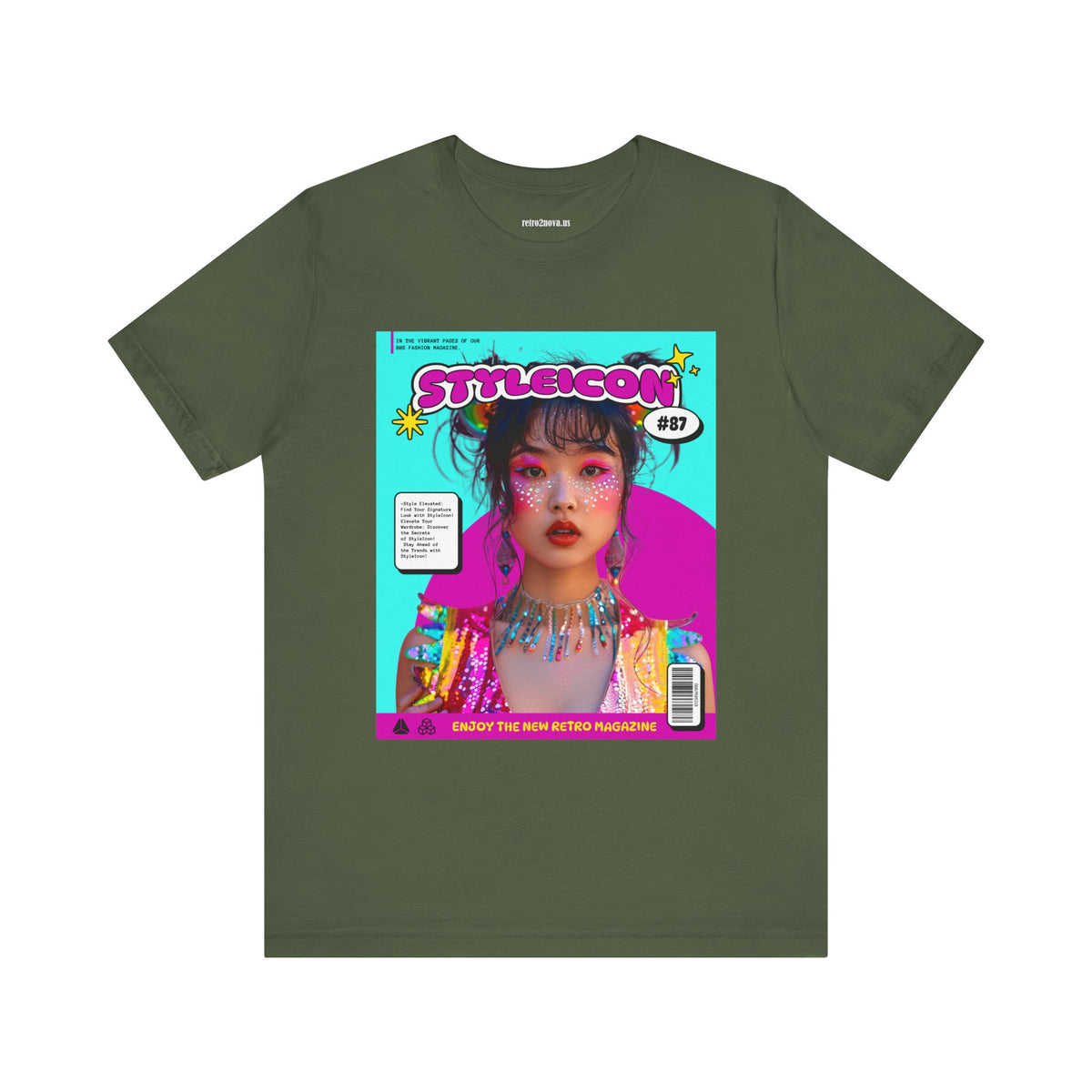 Magazine Cover Graphic Unisex Cotton Bella+Canvas Tee with Retro Poster ab32