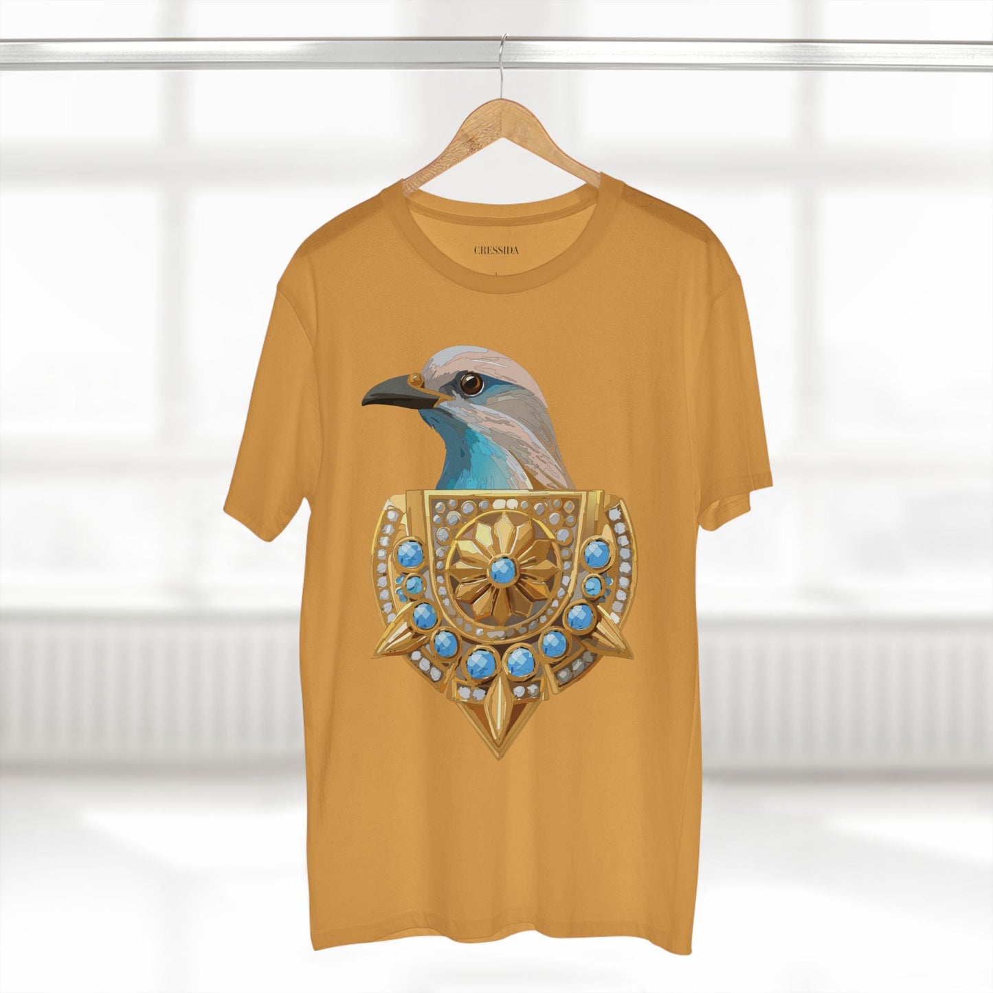 Bird Graphic Unisex 100 Cotton Tee With Unique Animal Golden Medallion Art Design 16