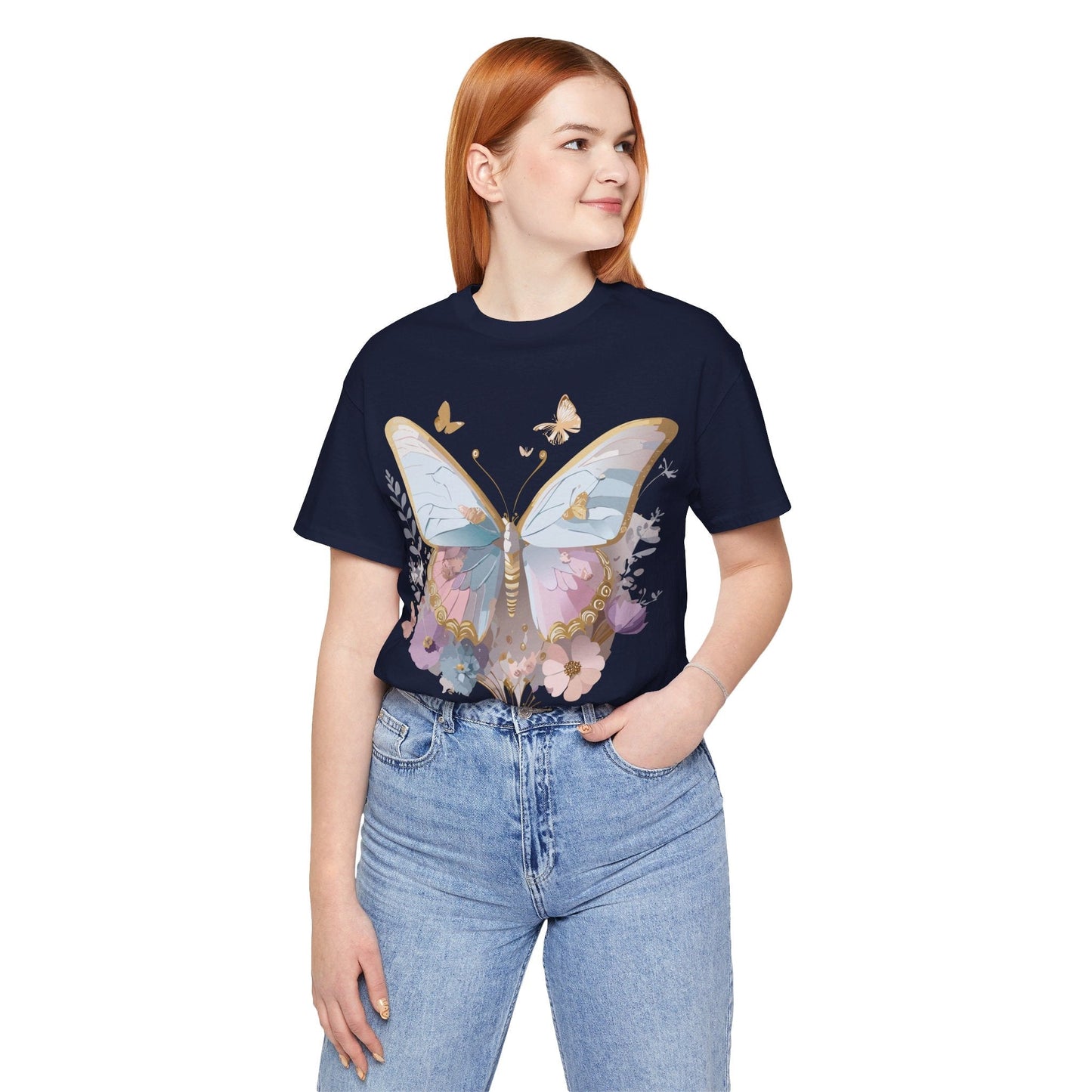 Butterfly Graphic Unisex 100 Cotton Lightweight Vintage Floral Design Jersey Tee 16