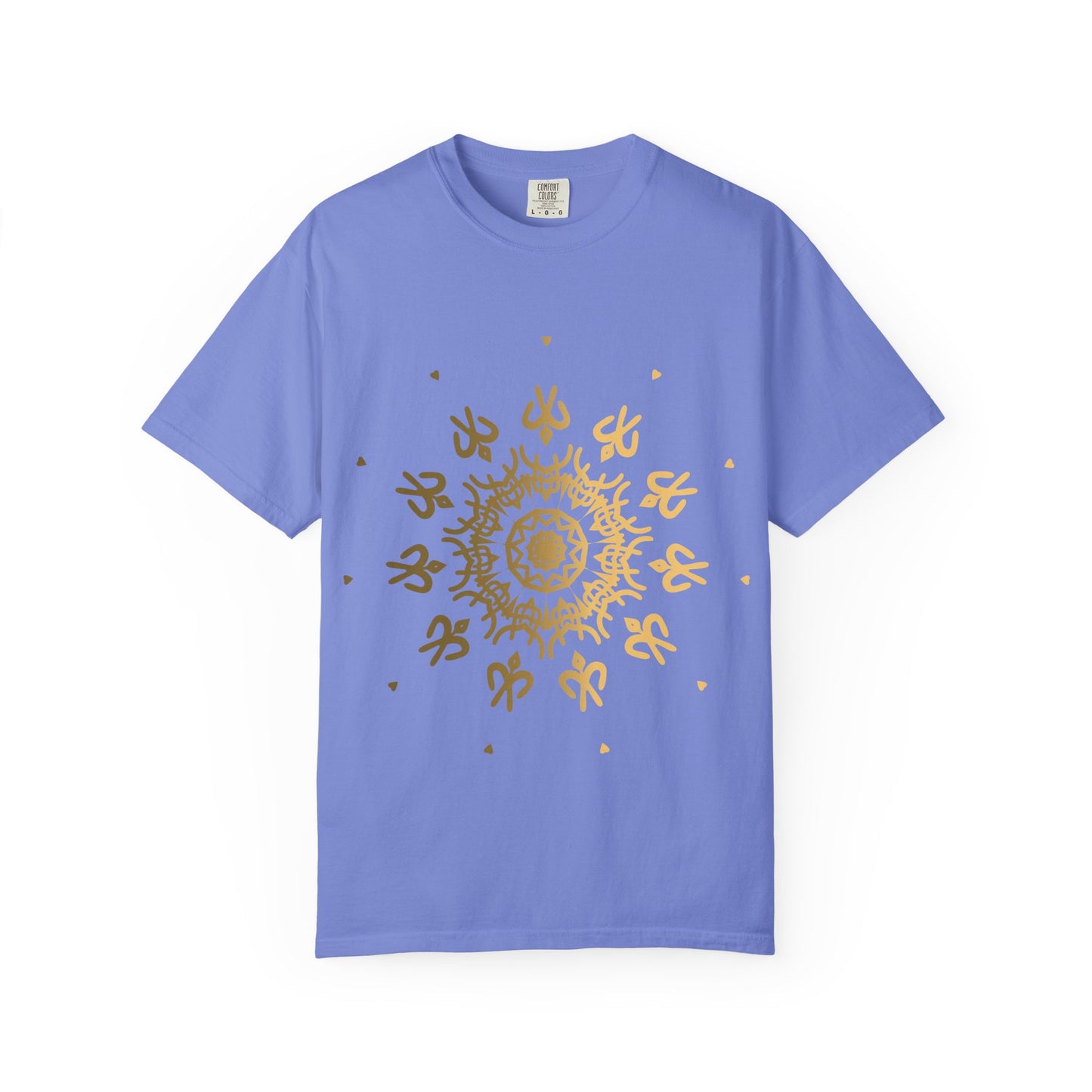 Unisex Garment Dyed Cotton T-Shirt with Mandala Graphic Design